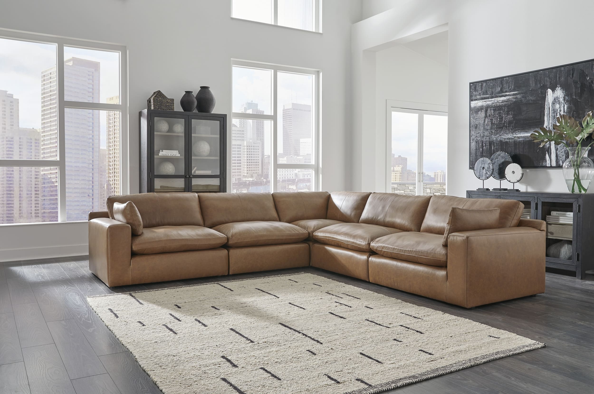 Emilia 5-Piece Leather Modular Sectional