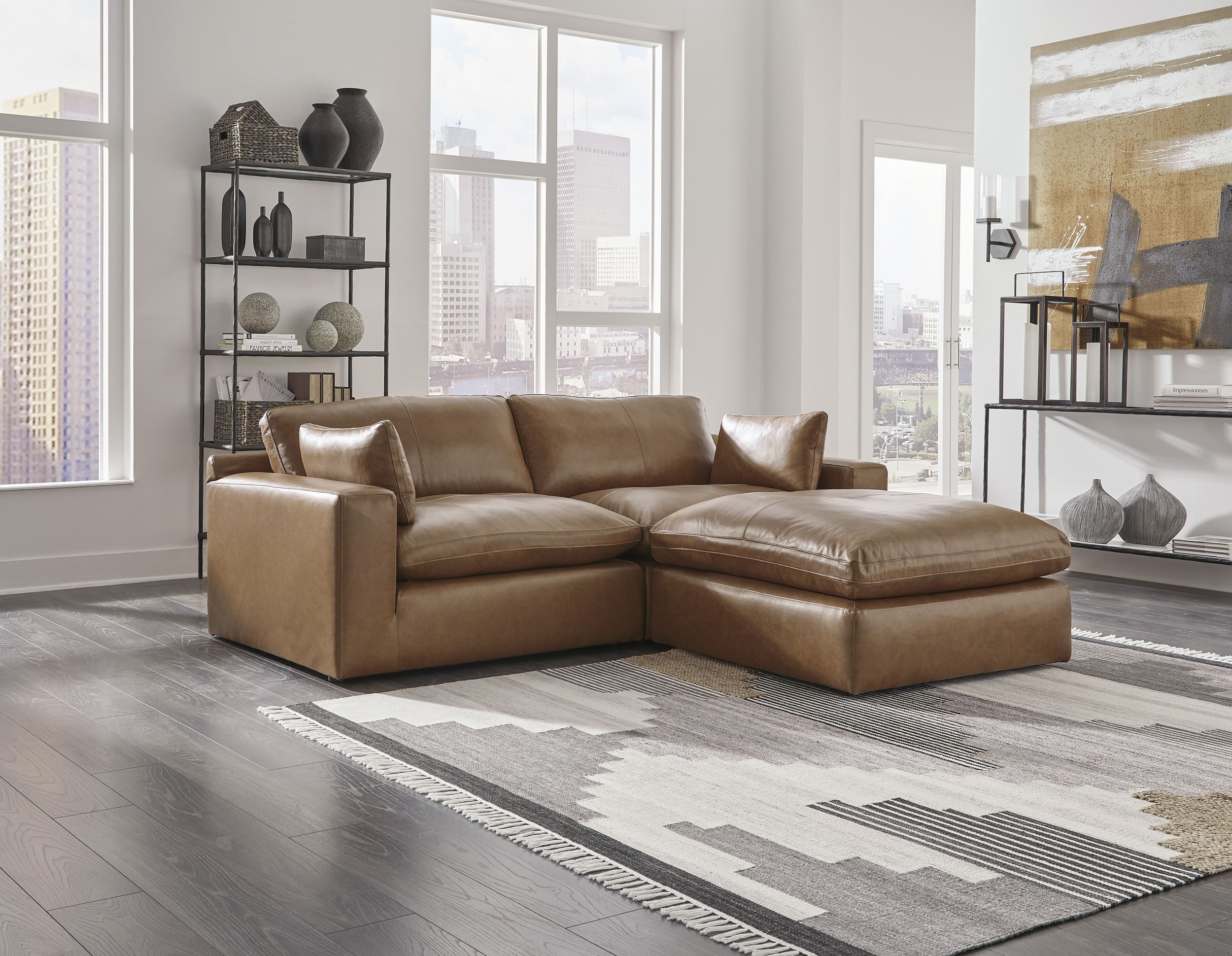 Emilia 2-Piece Leather Modular Loveseat