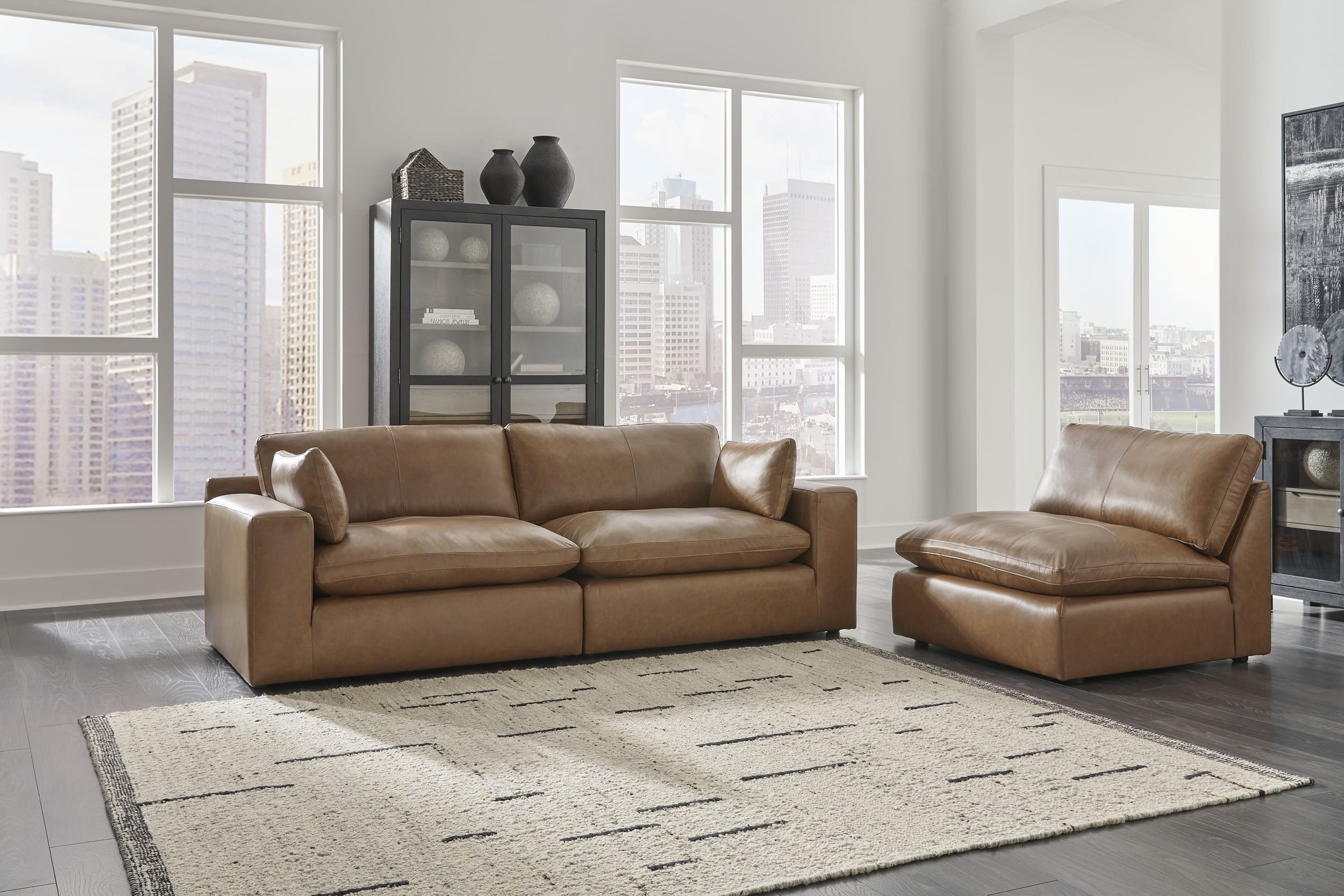 Emilia 2-Piece Leather Modular Loveseat