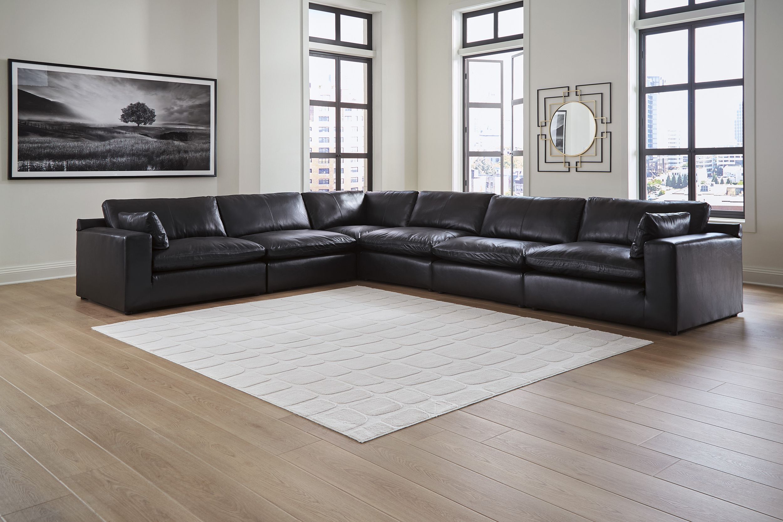 Emilia 6-Piece Leather Modular Sectional