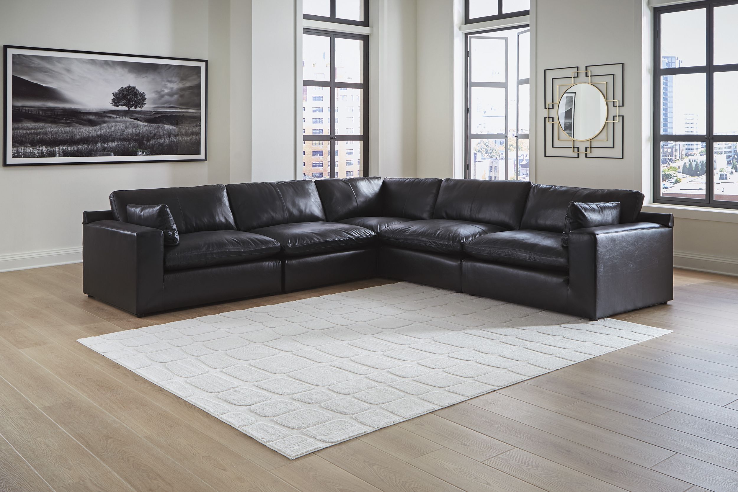 Emilia 5-Piece Leather Modular Sectional