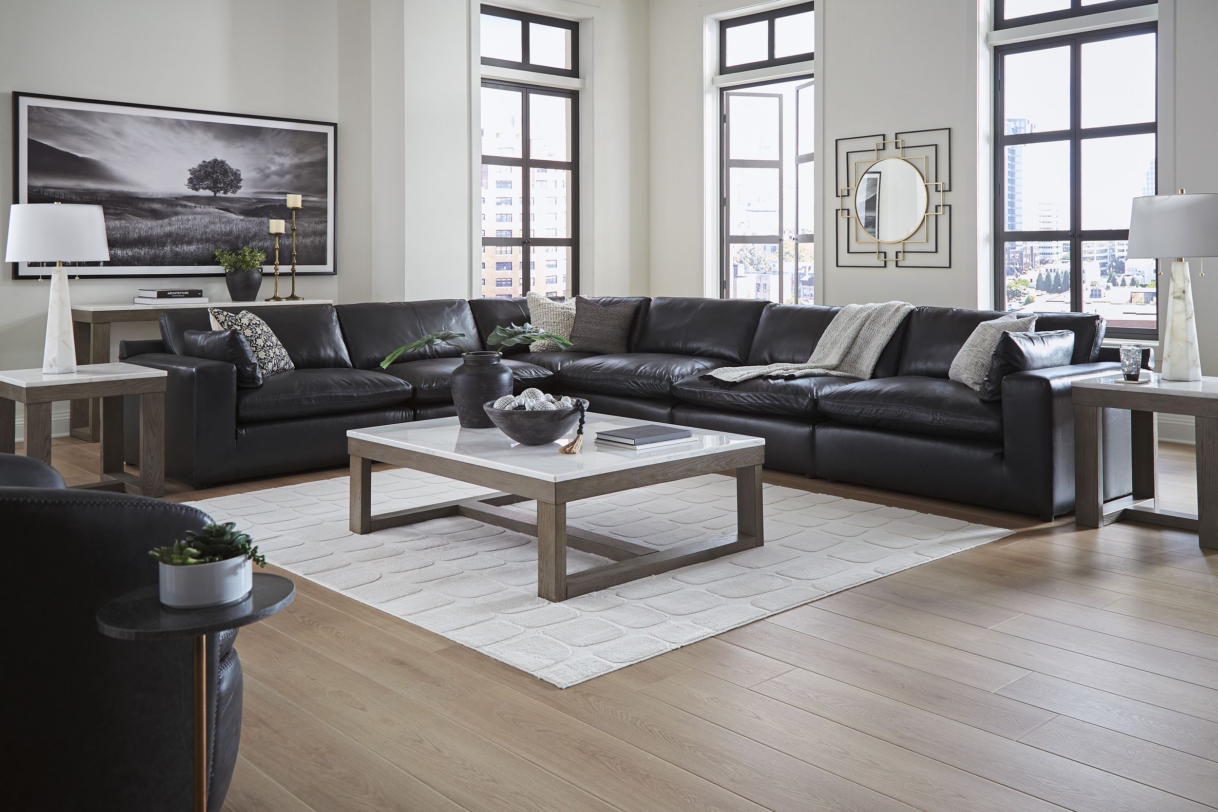 Emilia 6-Piece Leather Modular Sectional