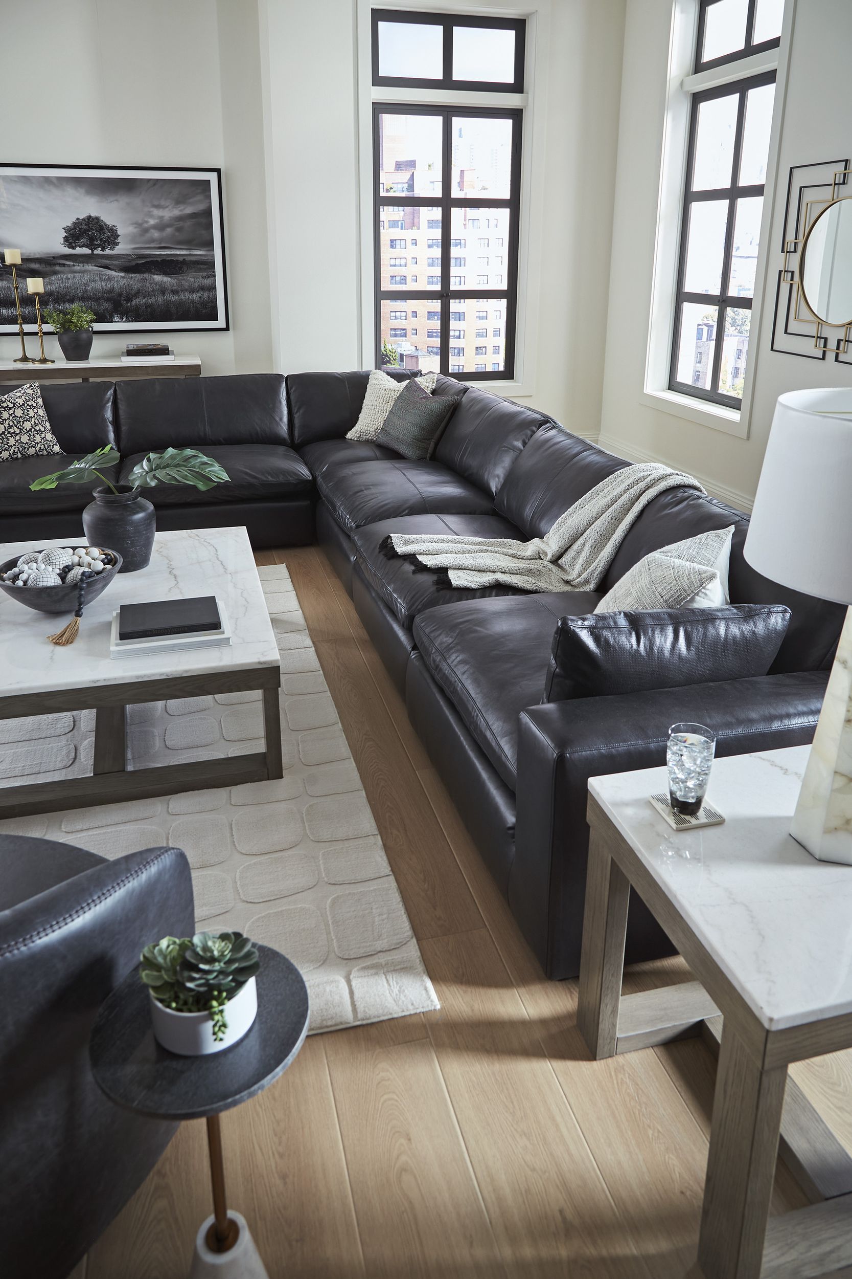 Emilia 6-Piece Leather Modular Sectional