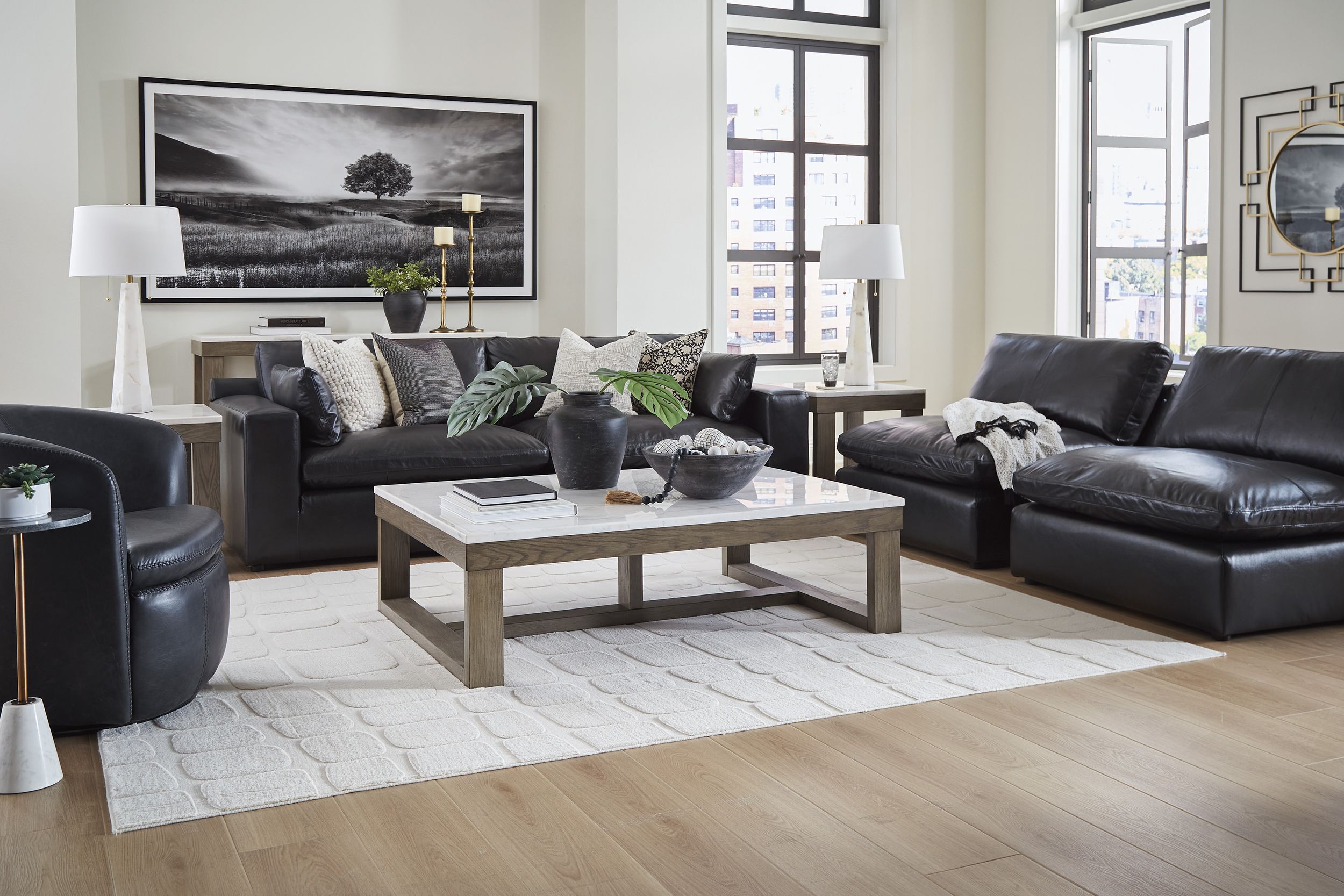 Emilia 2-Piece Leather Modular Loveseat