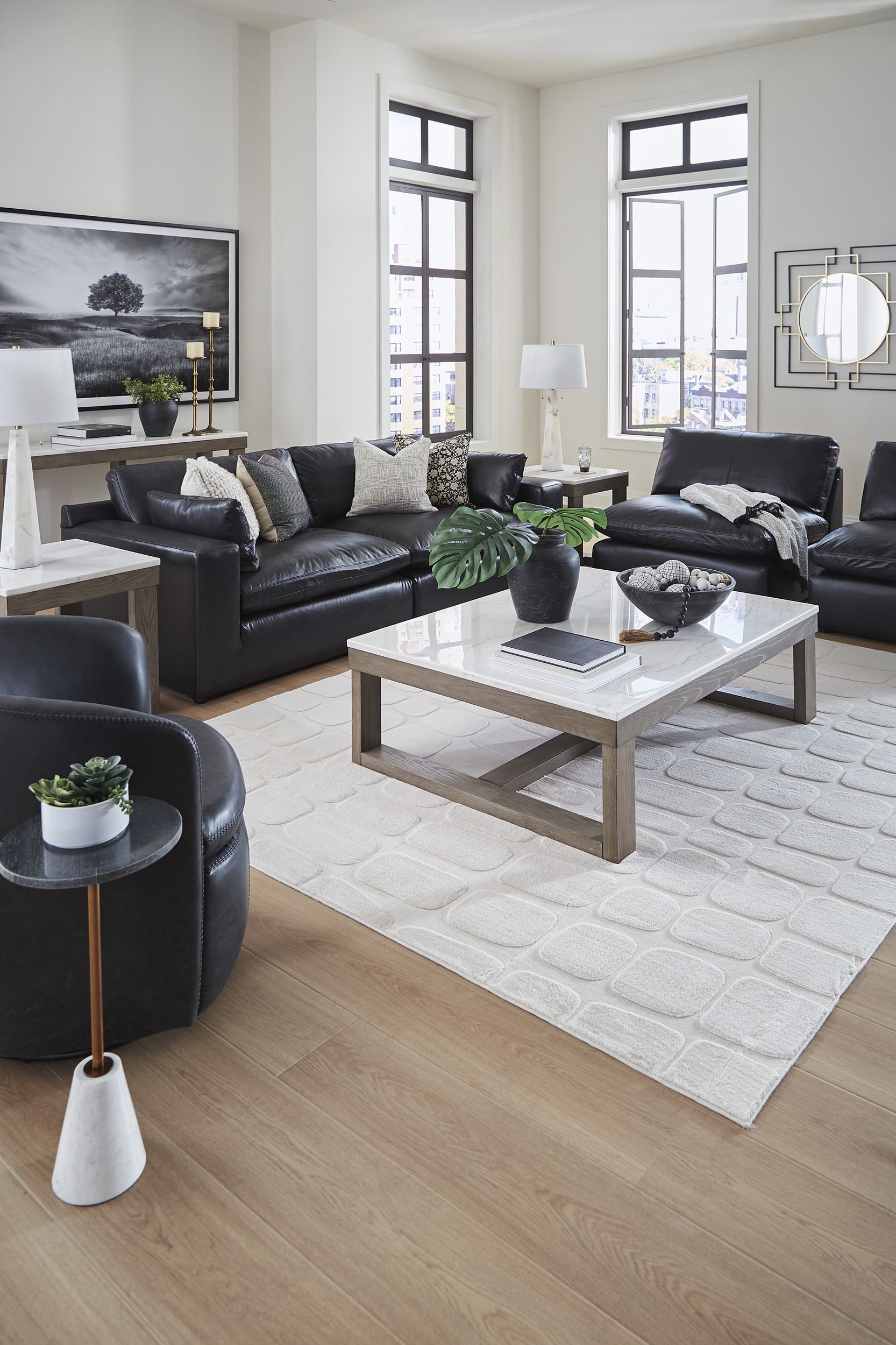 Emilia 2-Piece Leather Modular Loveseat