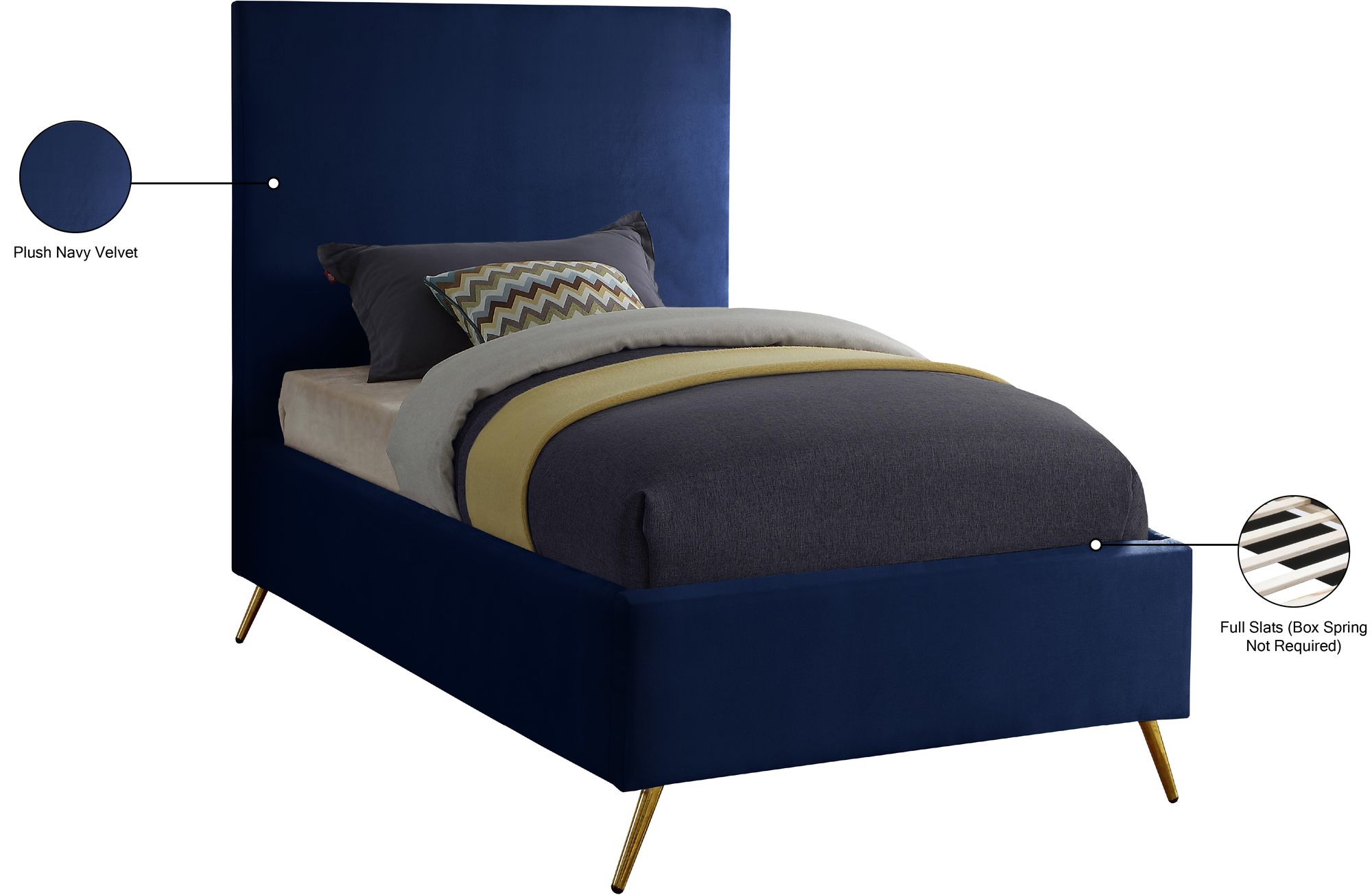 Jasmine Velvet Twin Size Bed