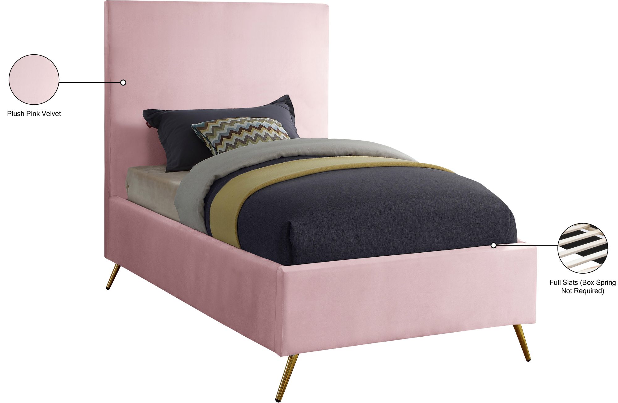 Jasmine Velvet Twin Size Bed