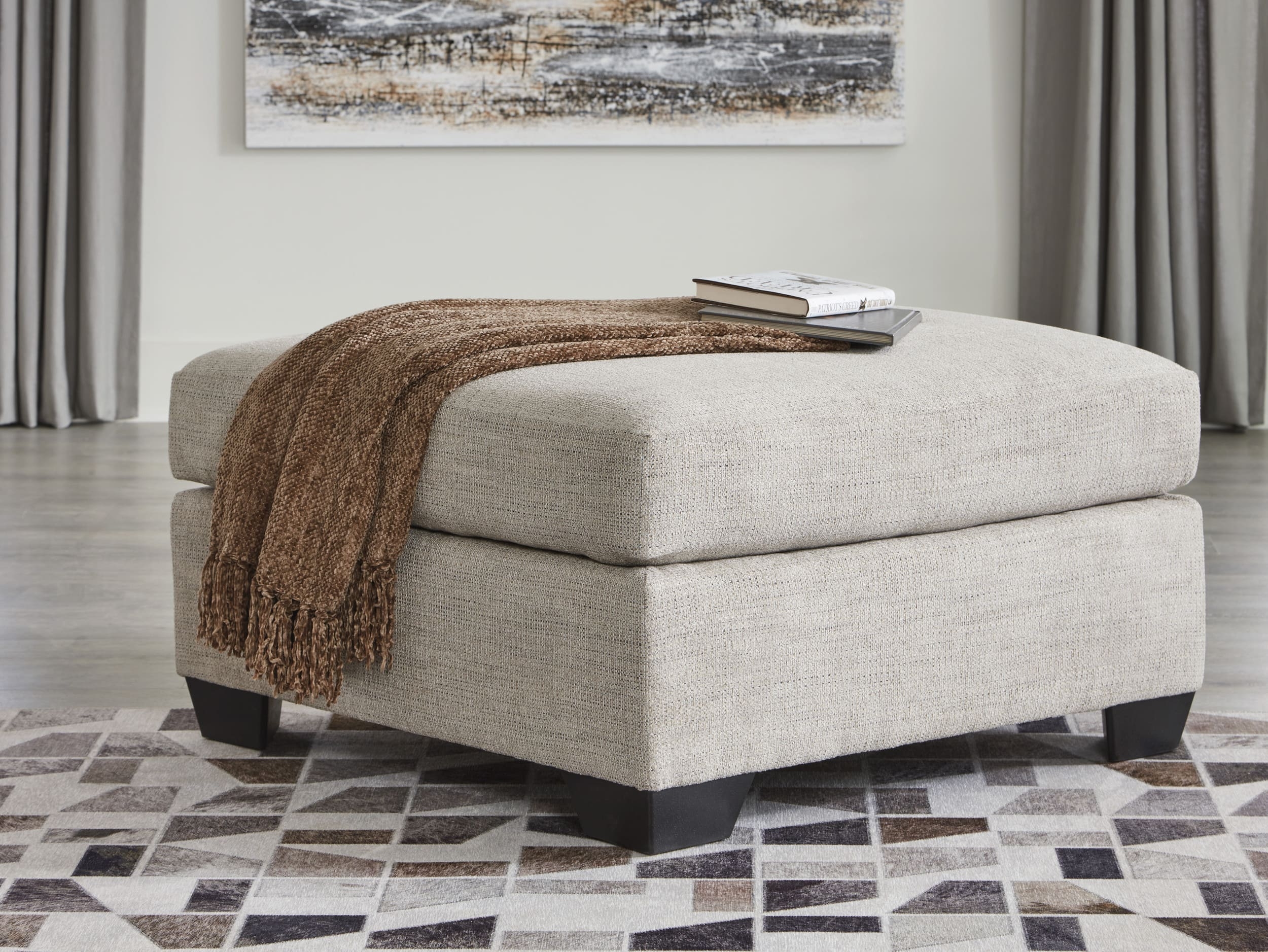 Mahoney Oversized Accent Ottoman in Pebble