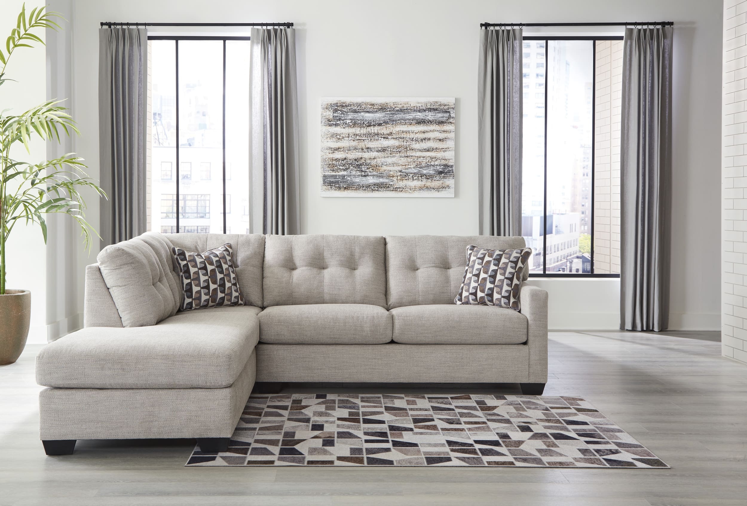 Mahoney 2-Piece Polyester L-Shaped Sectional Sleeper w/Left Arm Chaise Facing