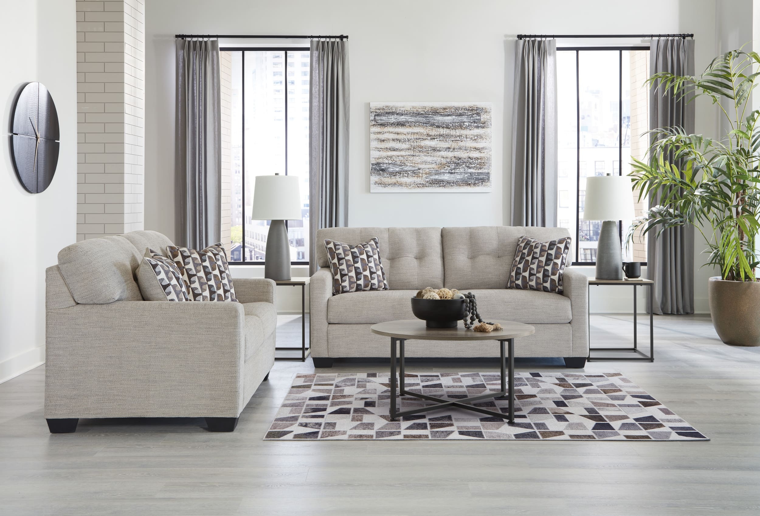 Ashley Mahoney Sofa, Loveseat And Center Table