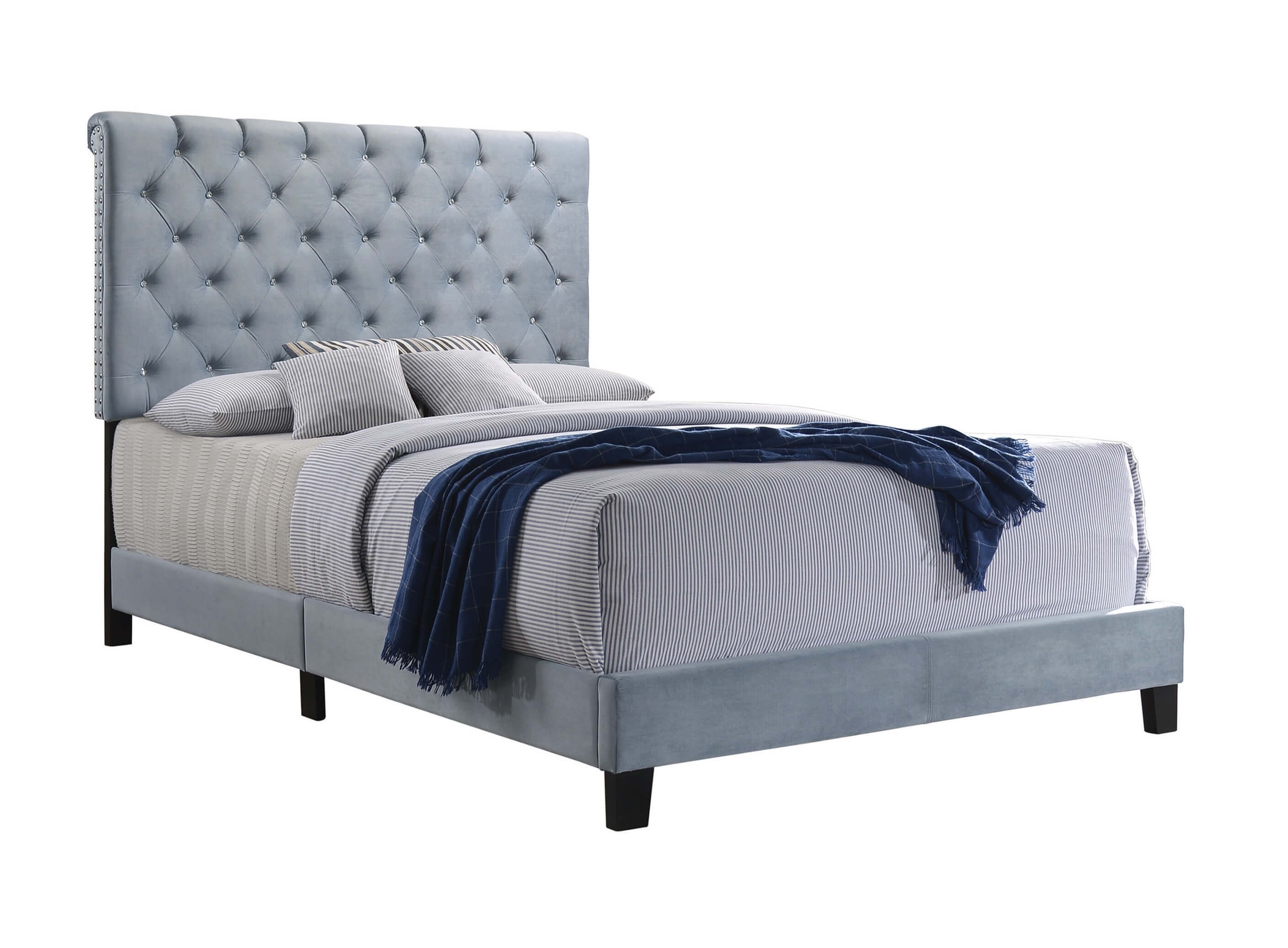 Warner Velvet Upholstered Bed, Eastern King Size