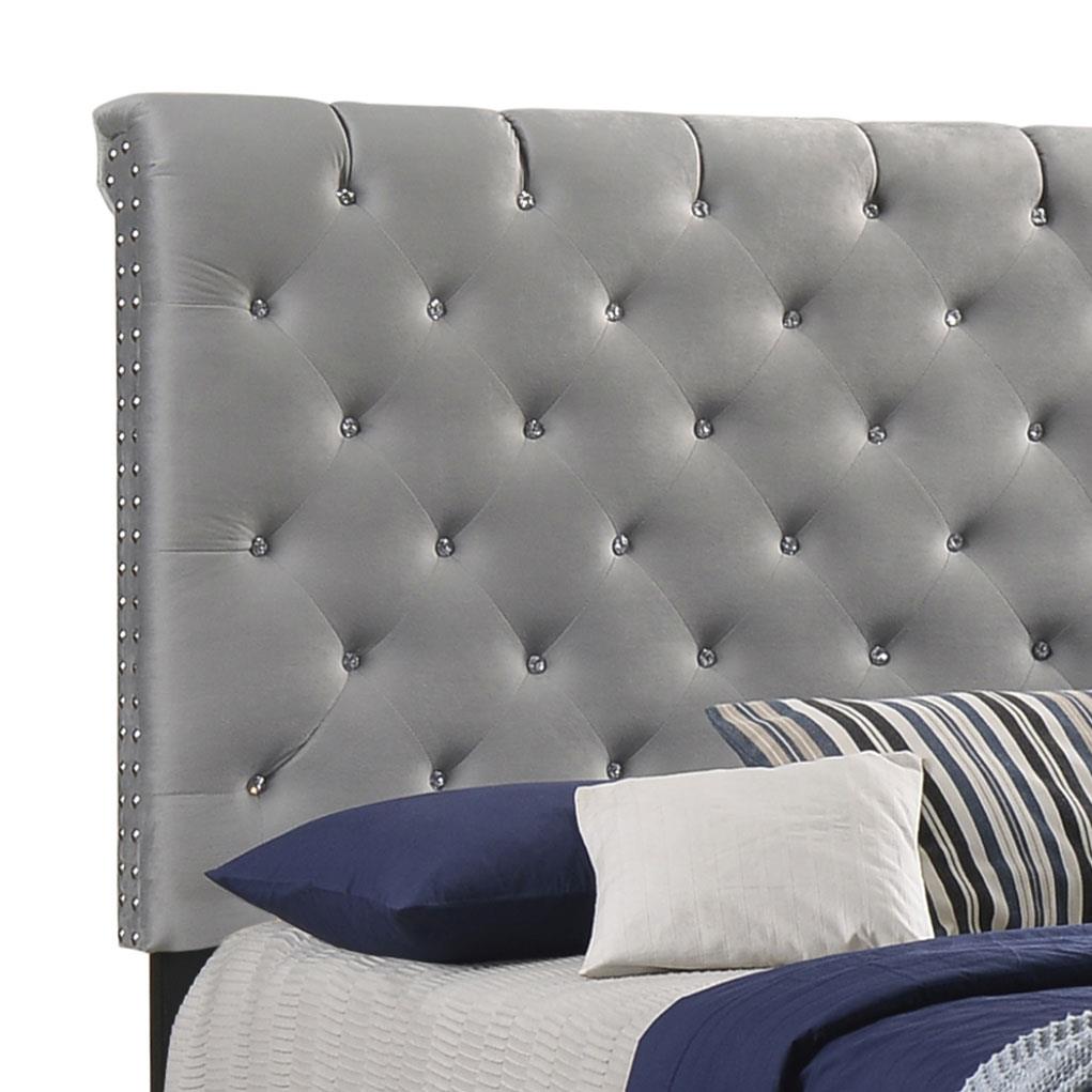Warner Velvet Upholstered Bed, Queen Size