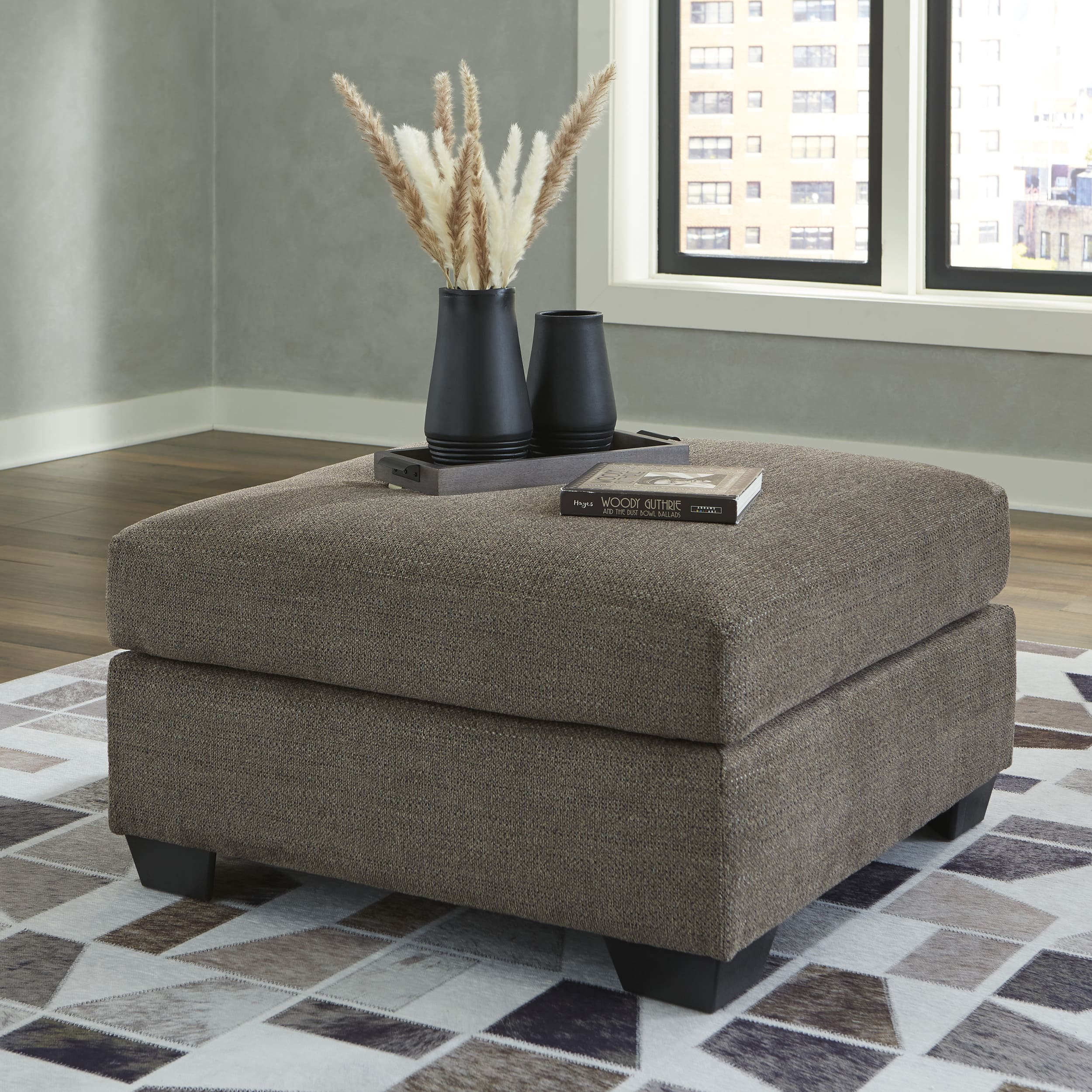 Mahoney Oversized Accent Ottoman in Chocolate