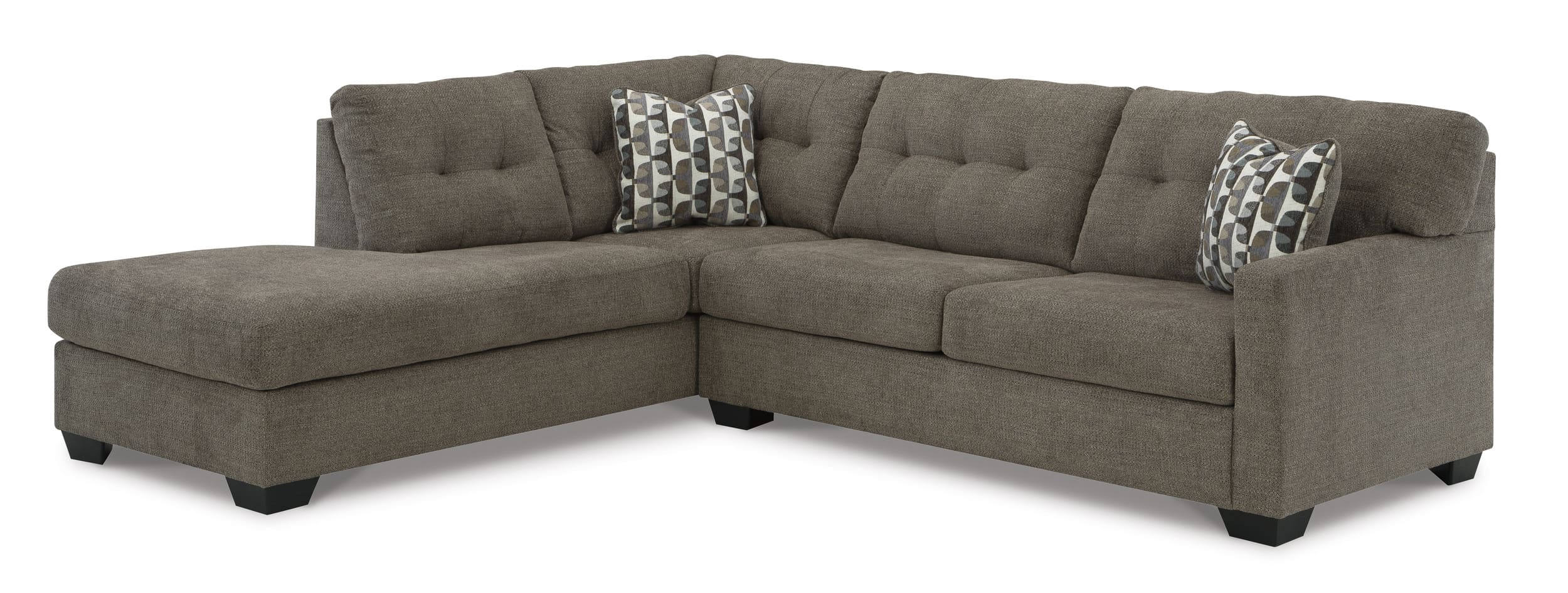 Mahoney 2-Piece Polyester L-Shaped Sectional Sofa w/Left Arm Chaise Facing