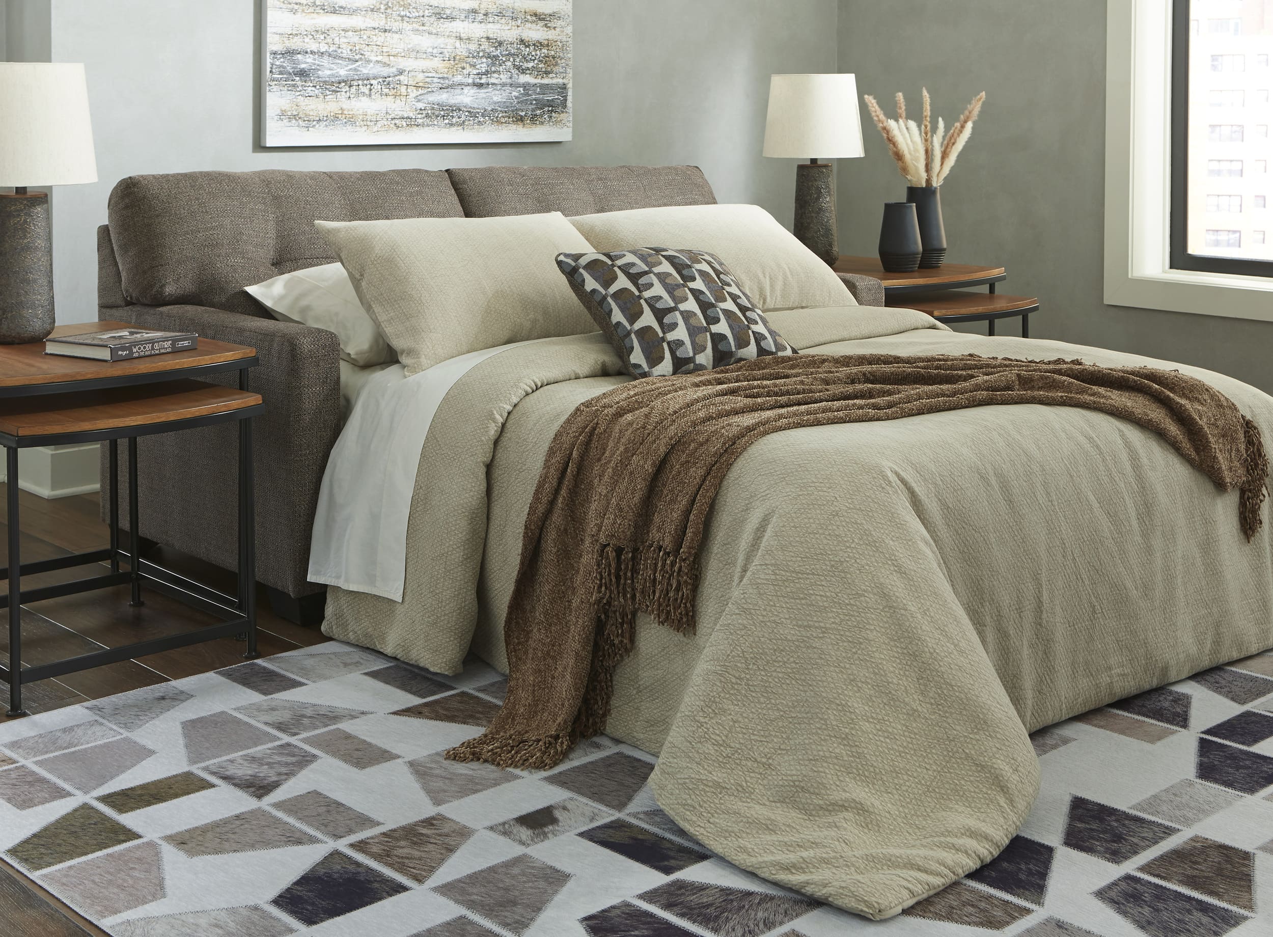 Ashley Mahoney Polyester Chocolate Full Sleeper Sofa