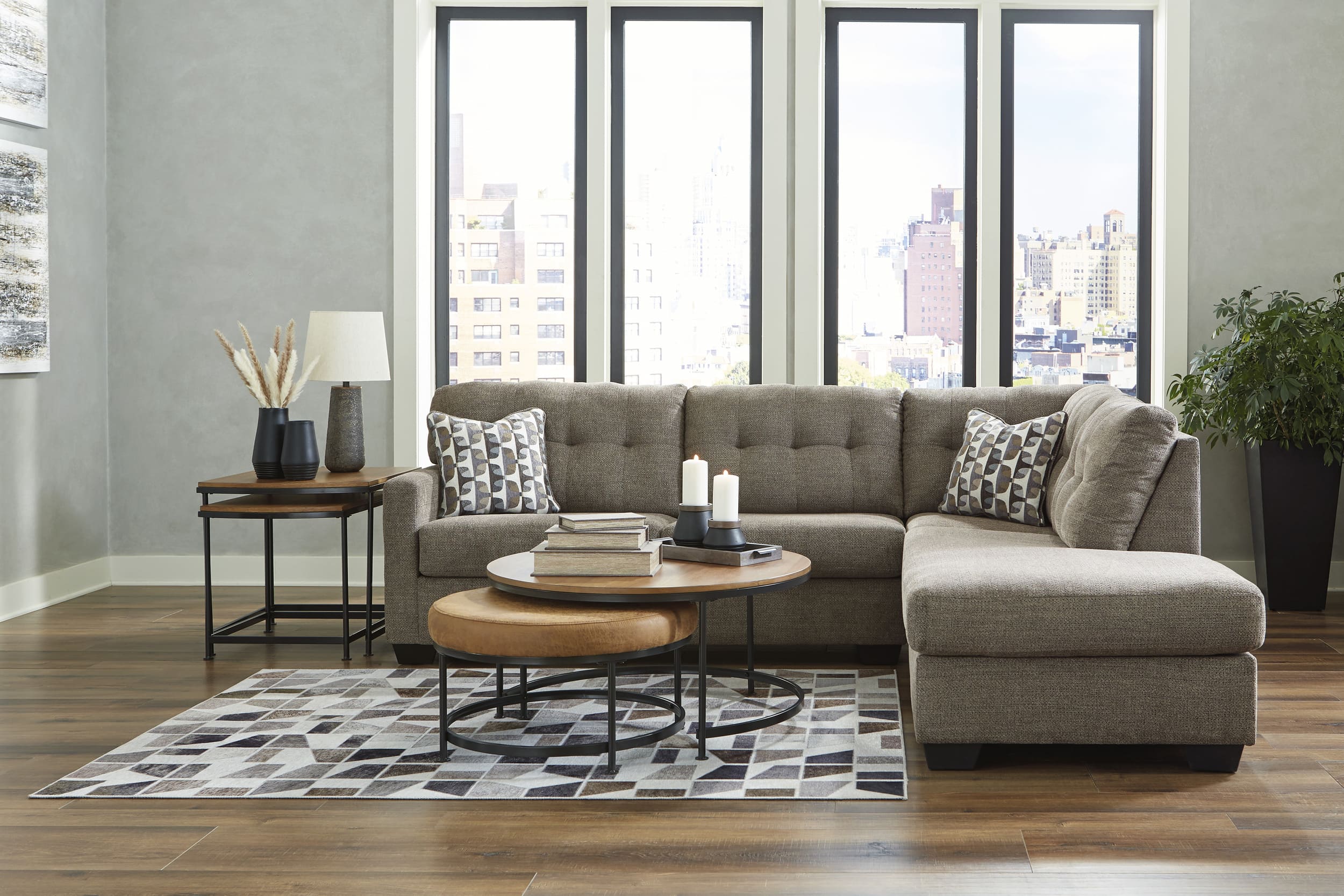Heritage Abinger Fabric Sleeper Sectional Sofa Chaise