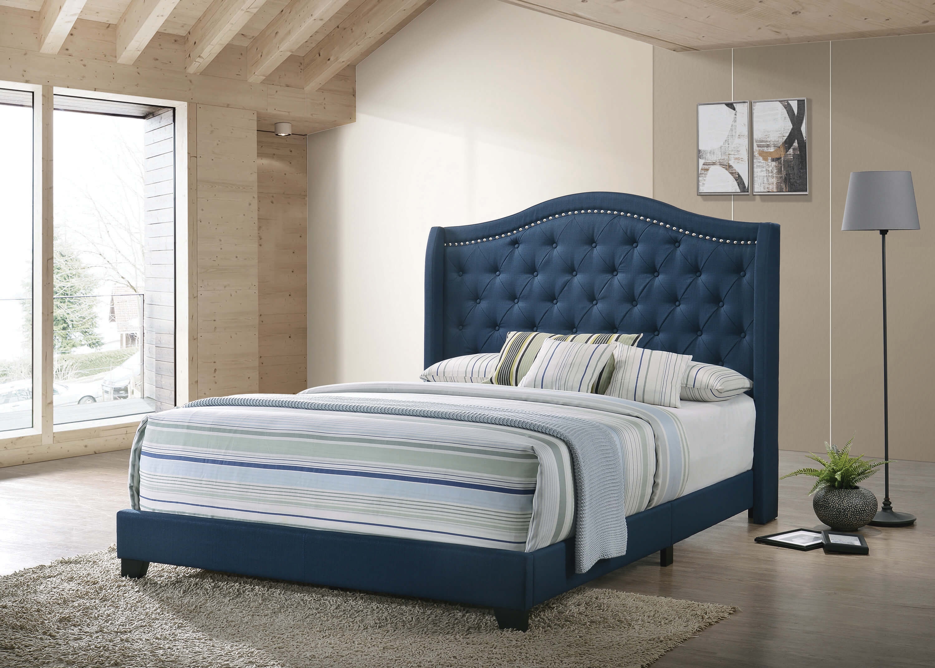 Sonoma Fabric Camel Back Headboard Panel Bed