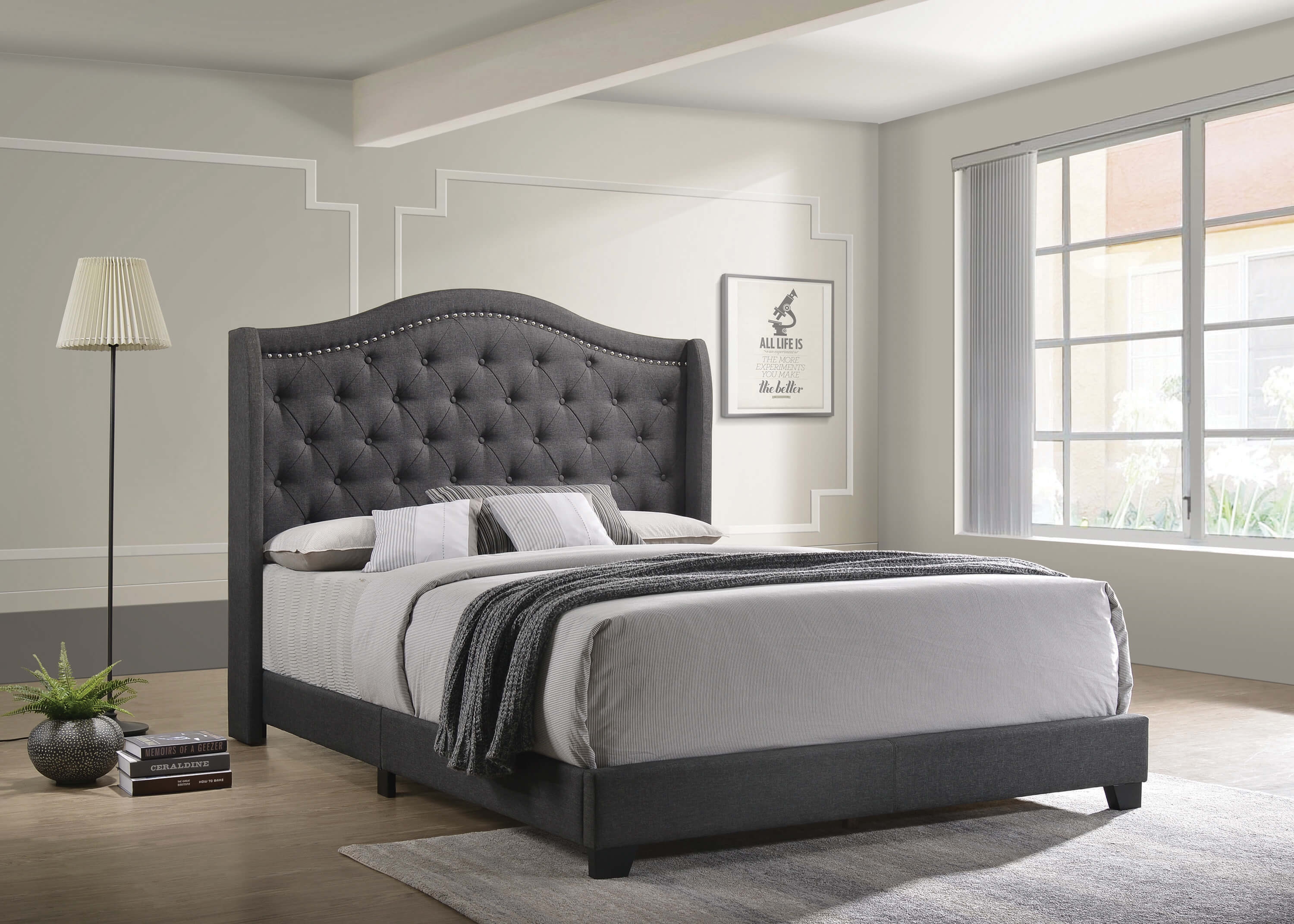 Sonoma Fabric Camel Back Headboard Panel Bed, Eastern King Size