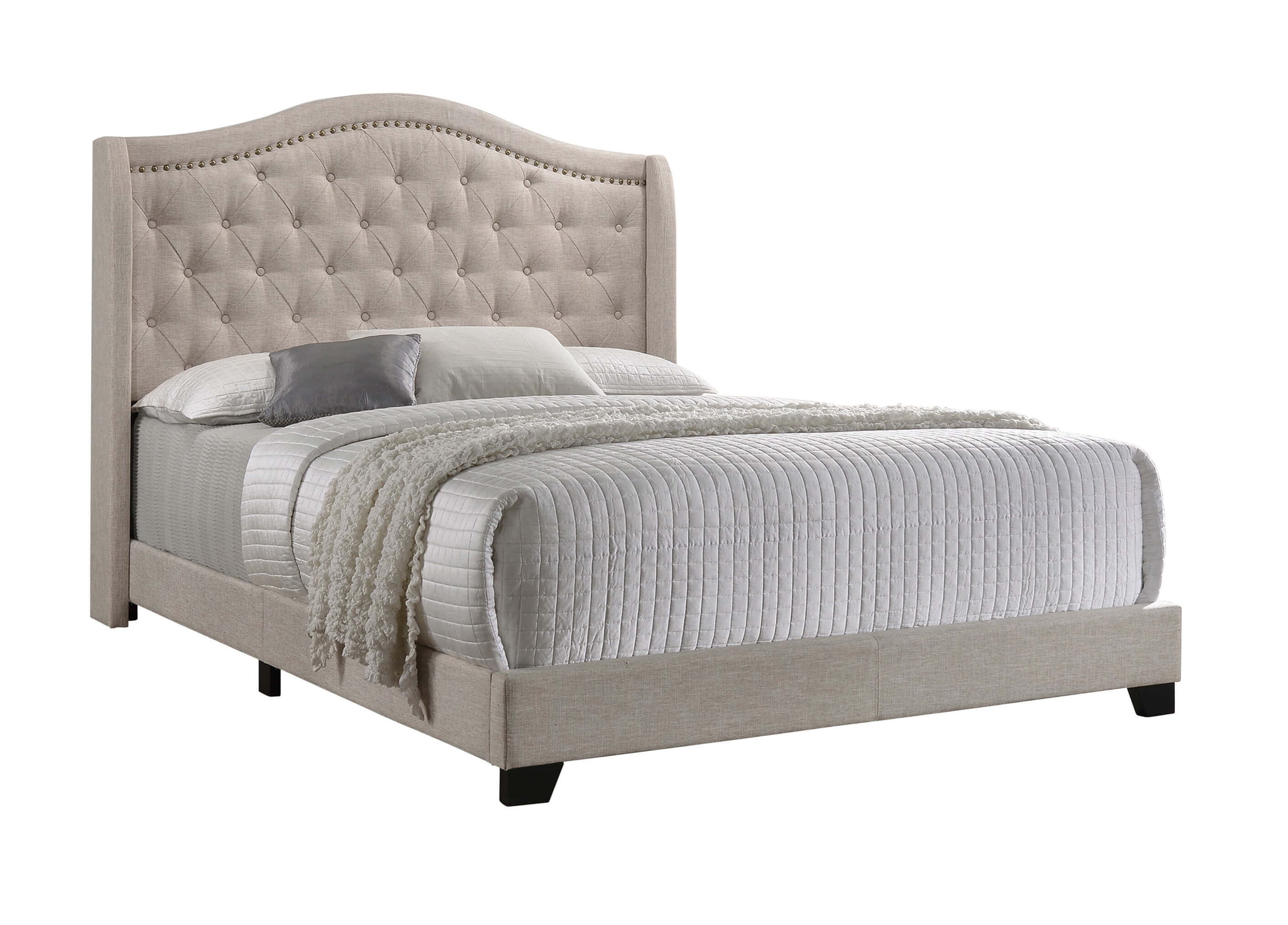 Sonoma Fabric Camel Back Headboard Panel Bed, Queen Size