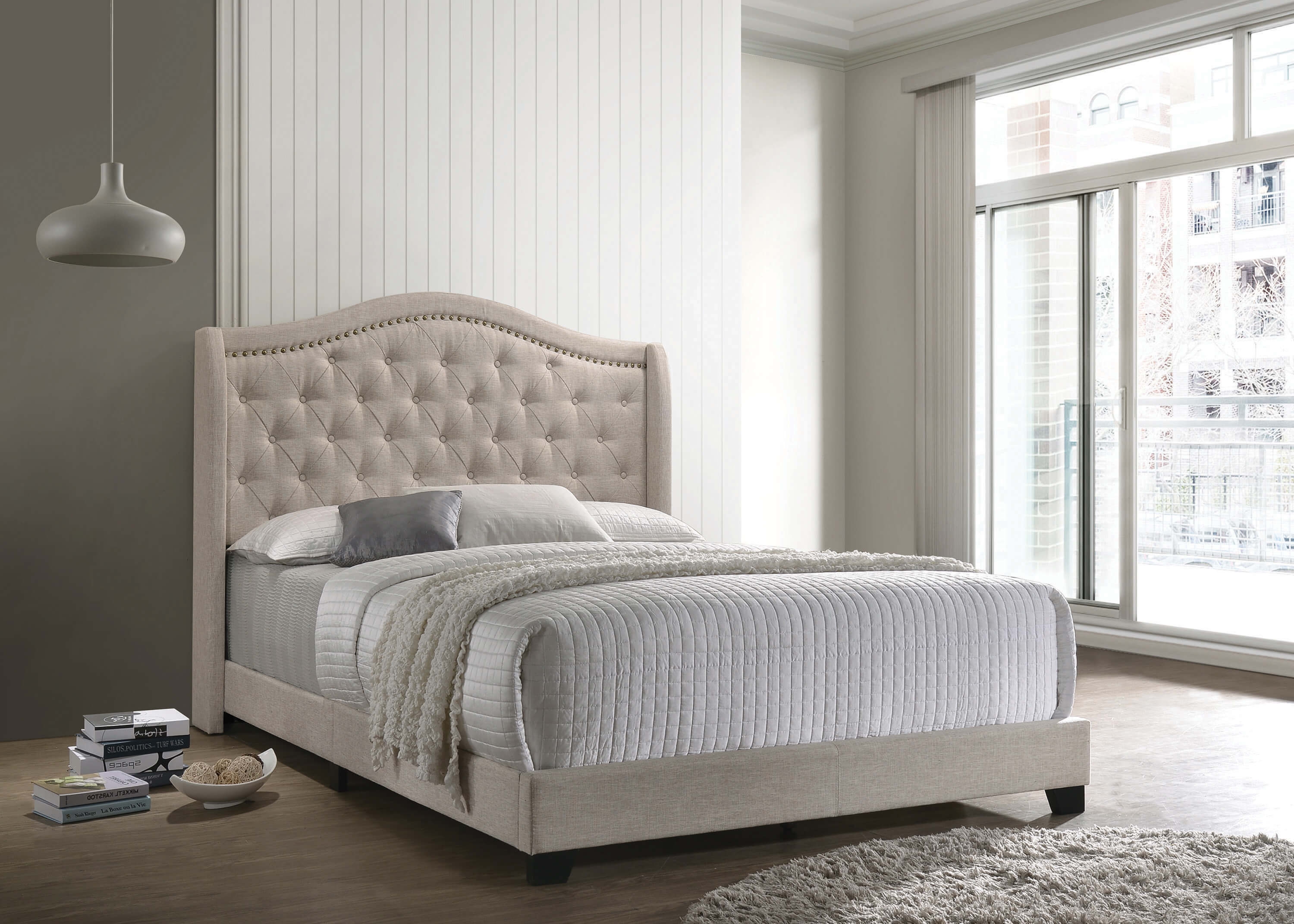 Sonoma Fabric Camel Back Headboard Panel Bed, Full Size