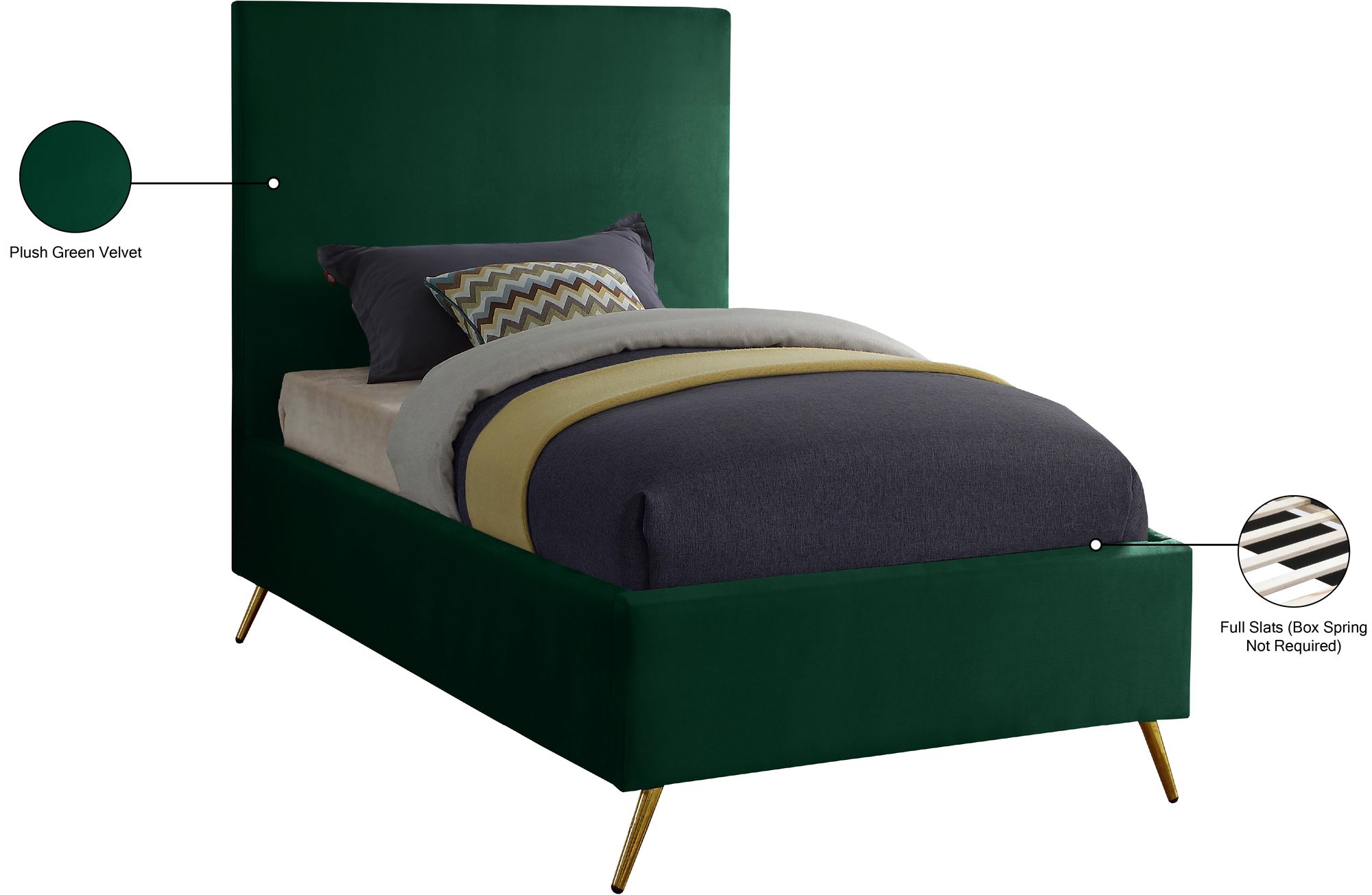Jasmine Velvet Twin Size Bed