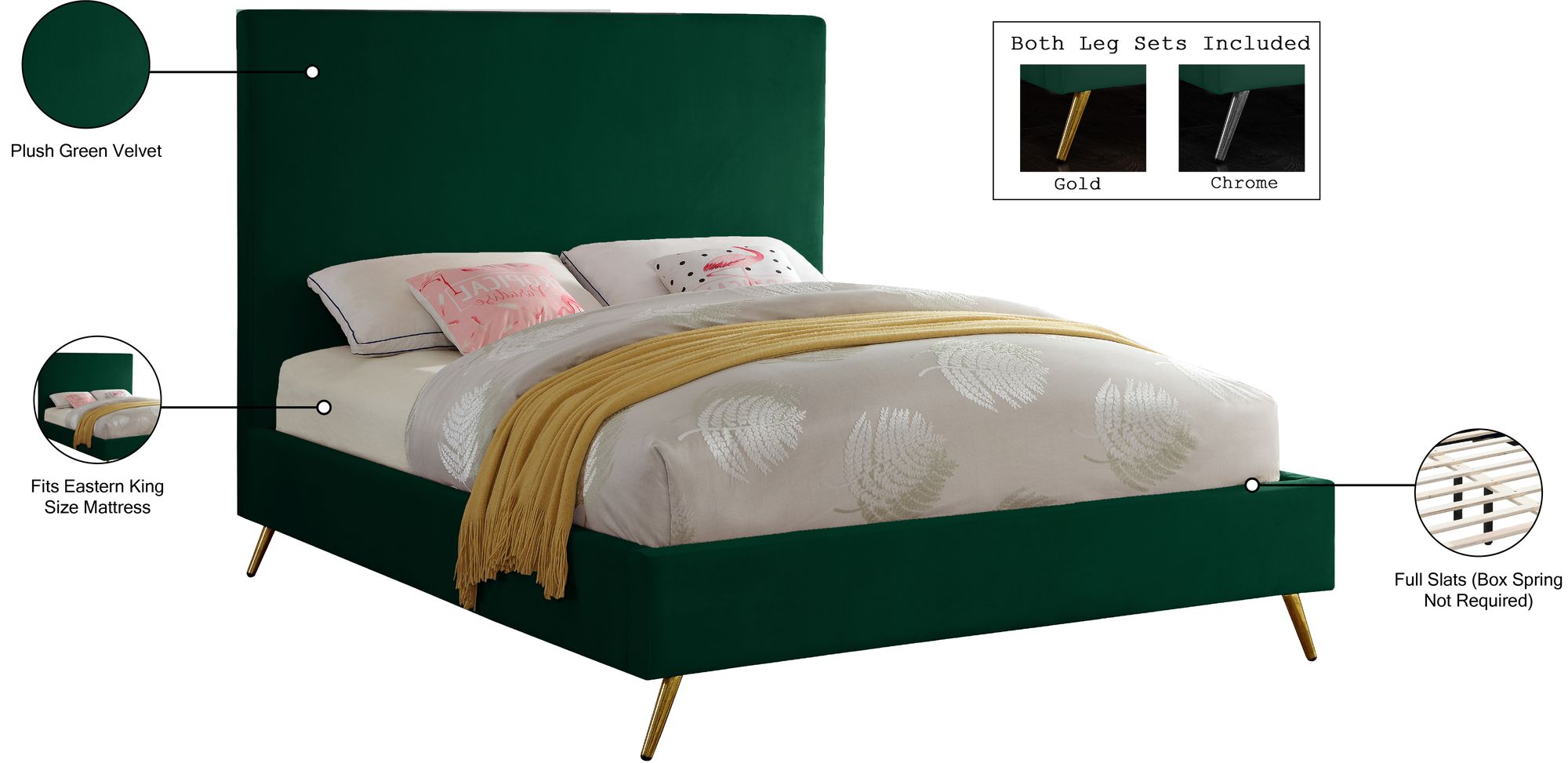Jasmine Velvet King Size Bed