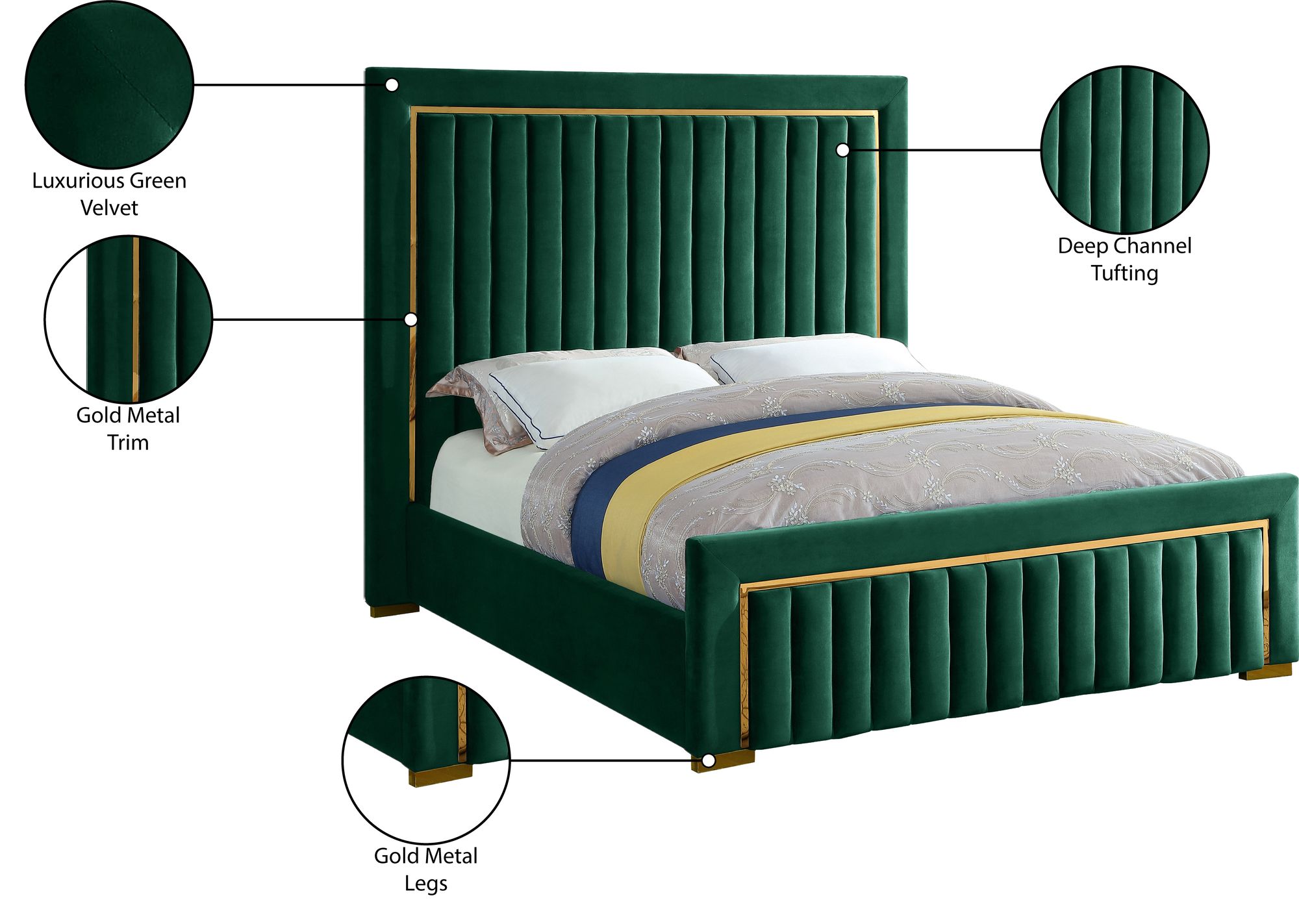 Dolce Velvet Queen Size Bed