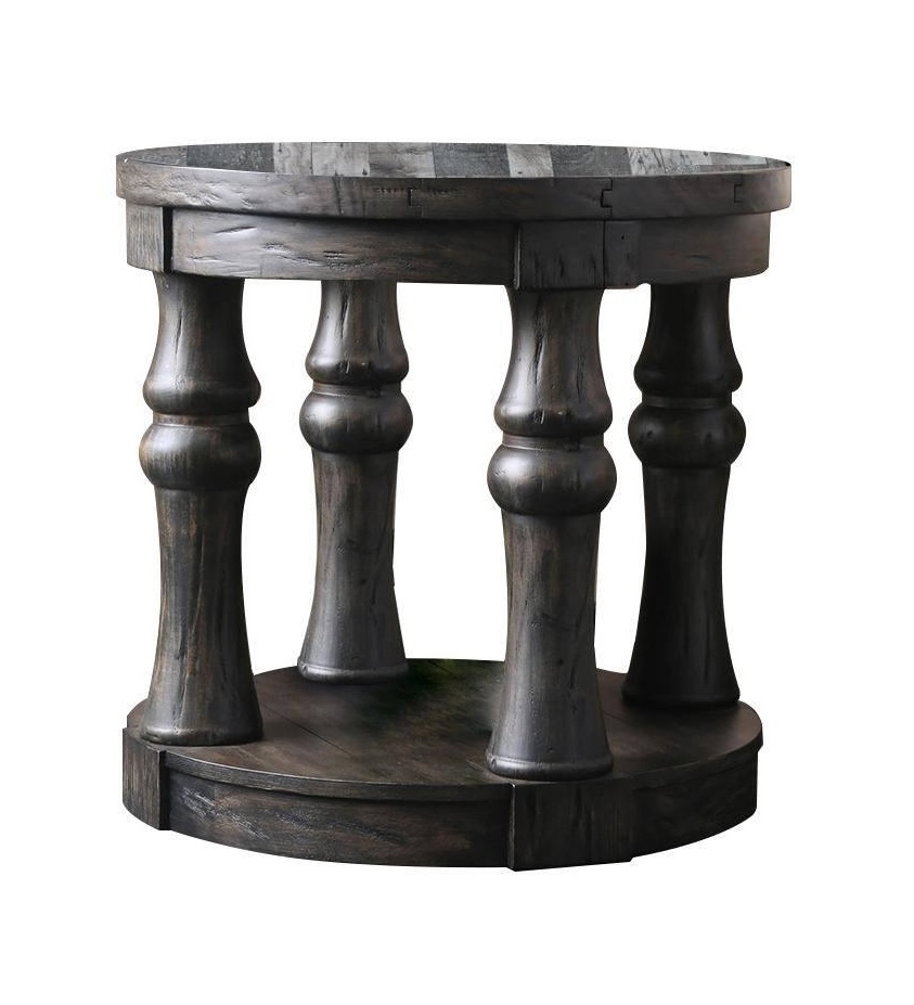 Mika Wood Round Storage End Table