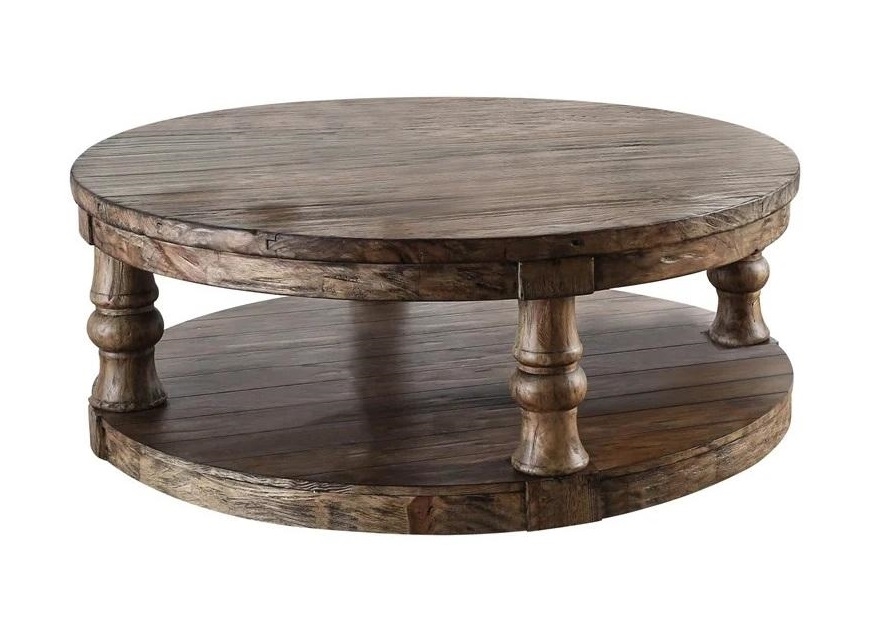 Mika Wood Round Storage Coffee Table Set