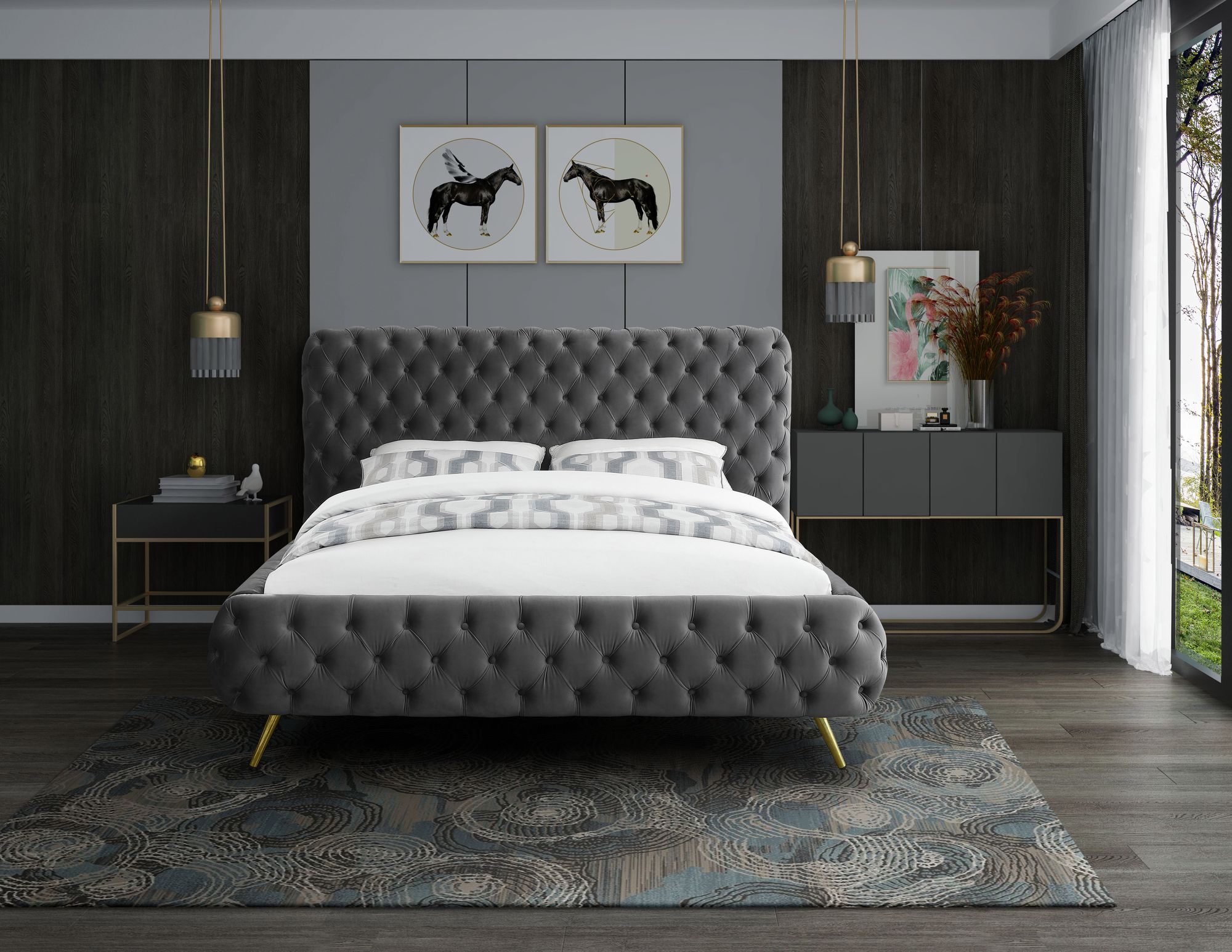 Delano Velvet King Size Bed