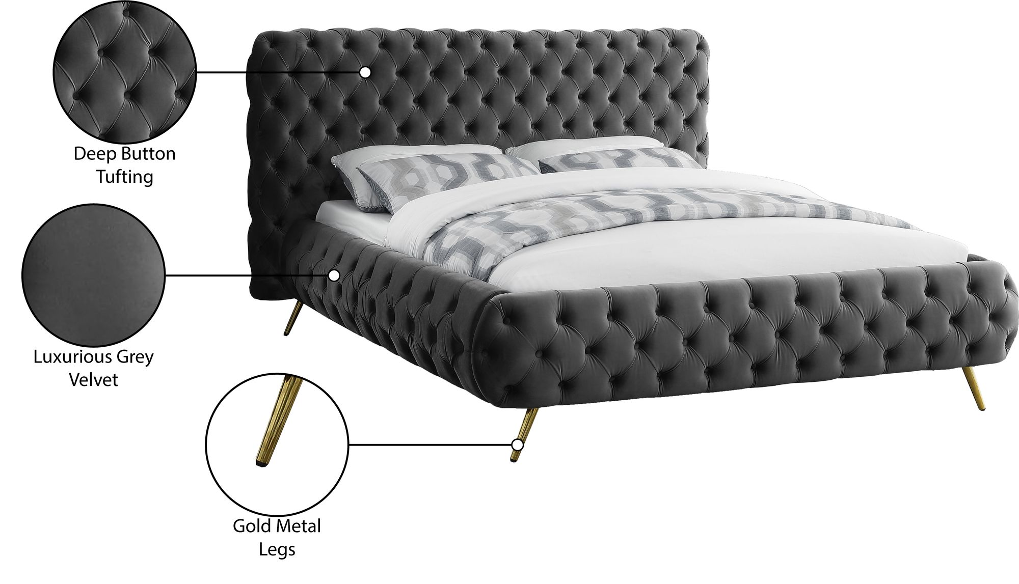 Delano Velvet King Size Bed