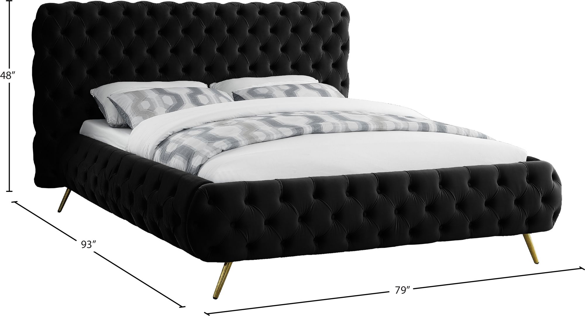 Delano Velvet Queen Size Bed