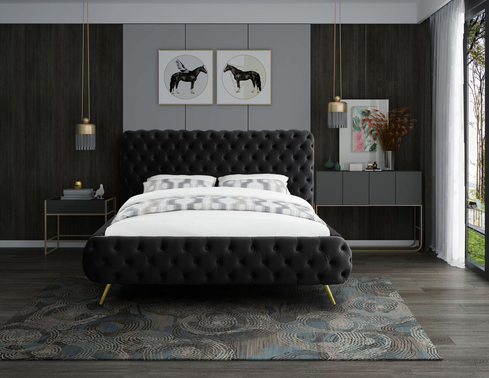 Delano Velvet King Size Bed