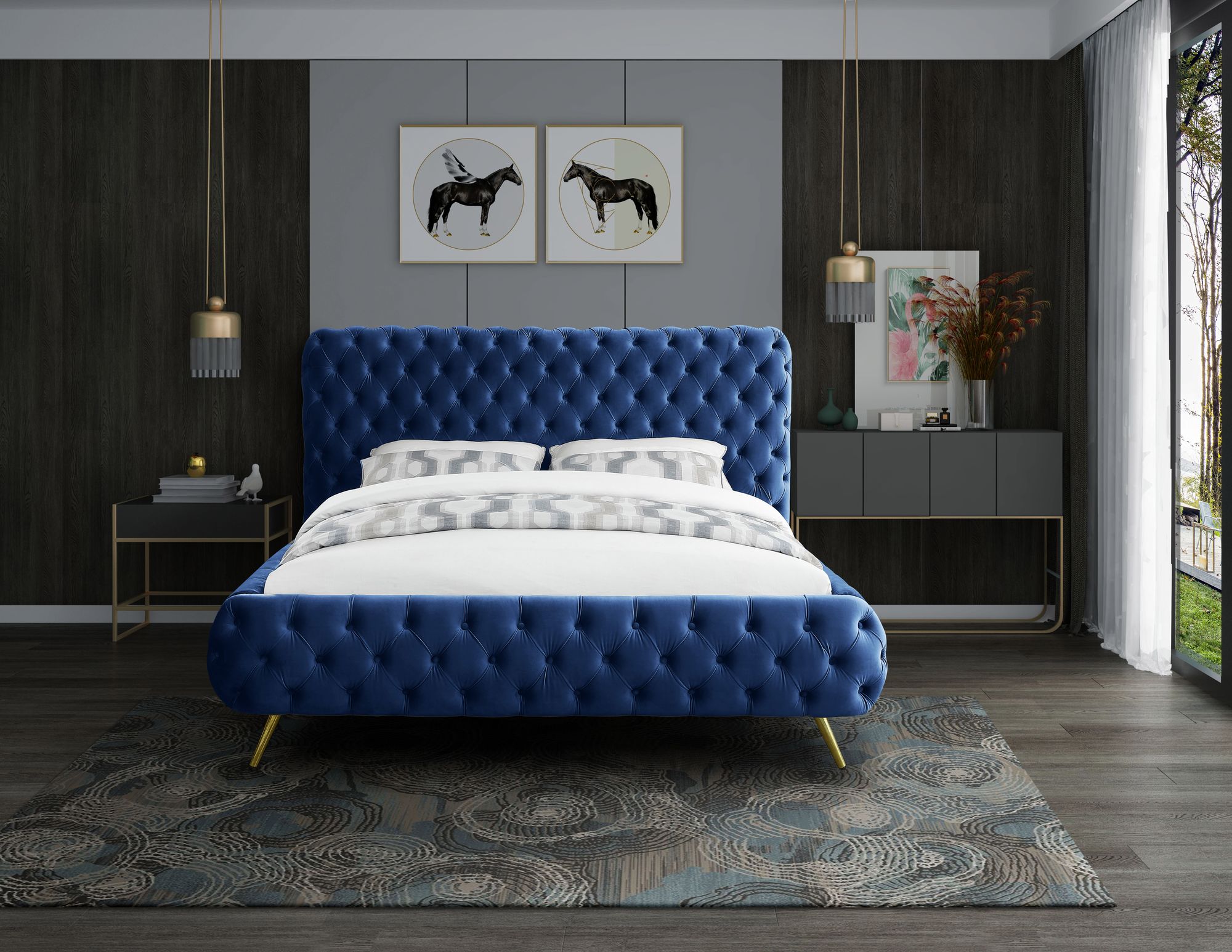 Delano Velvet Queen Size Bed