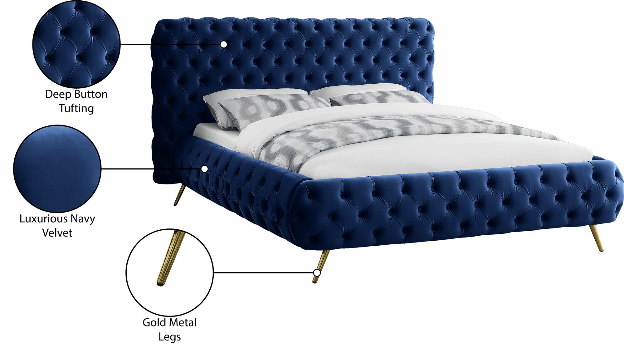Delano Velvet King Size Bed