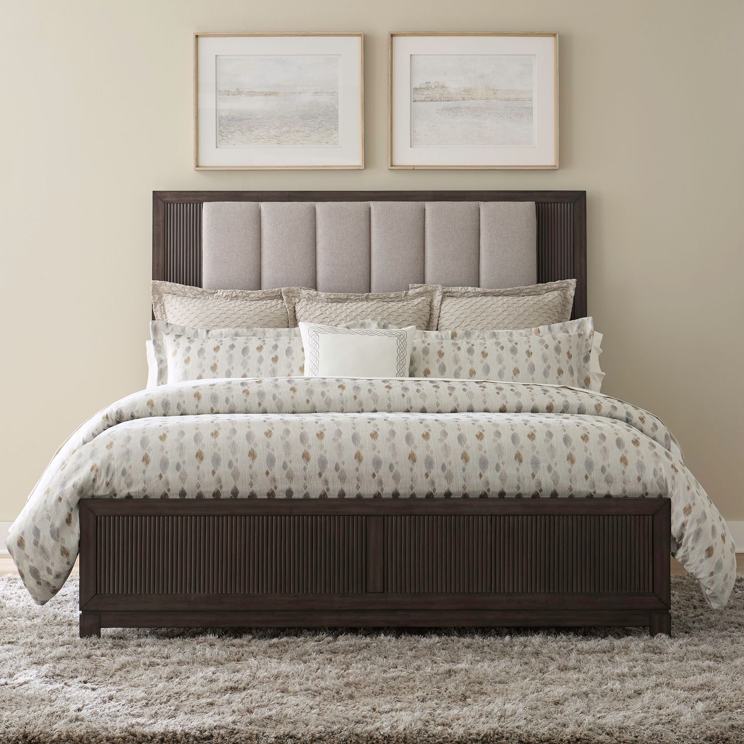 Modern Edge Upholstered Bedroom Set | Caffe Finish
