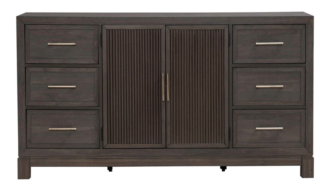 Modern Edge Wood Dresser w/6 Drawers & 2 Doors