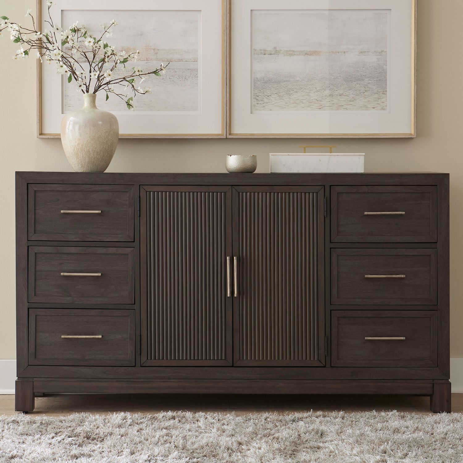 Modern Edge Upholstered Bedroom Set | Caffe Finish