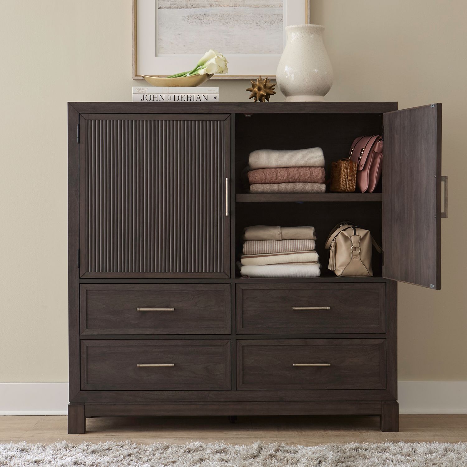 Modern Edge Upholstered Bedroom Set | Caffe Finish
