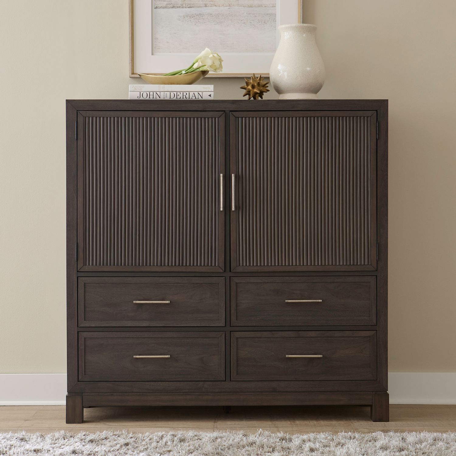 Modern Edge Upholstered Bedroom Set | Caffe Finish