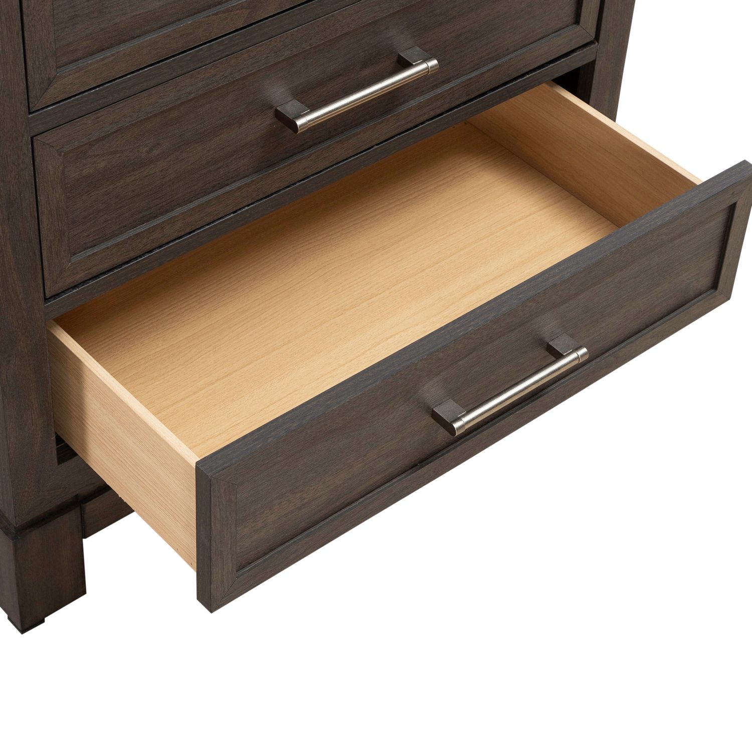 Modern Edge Wood Nightstand w/Charging Station & 3 Drawers