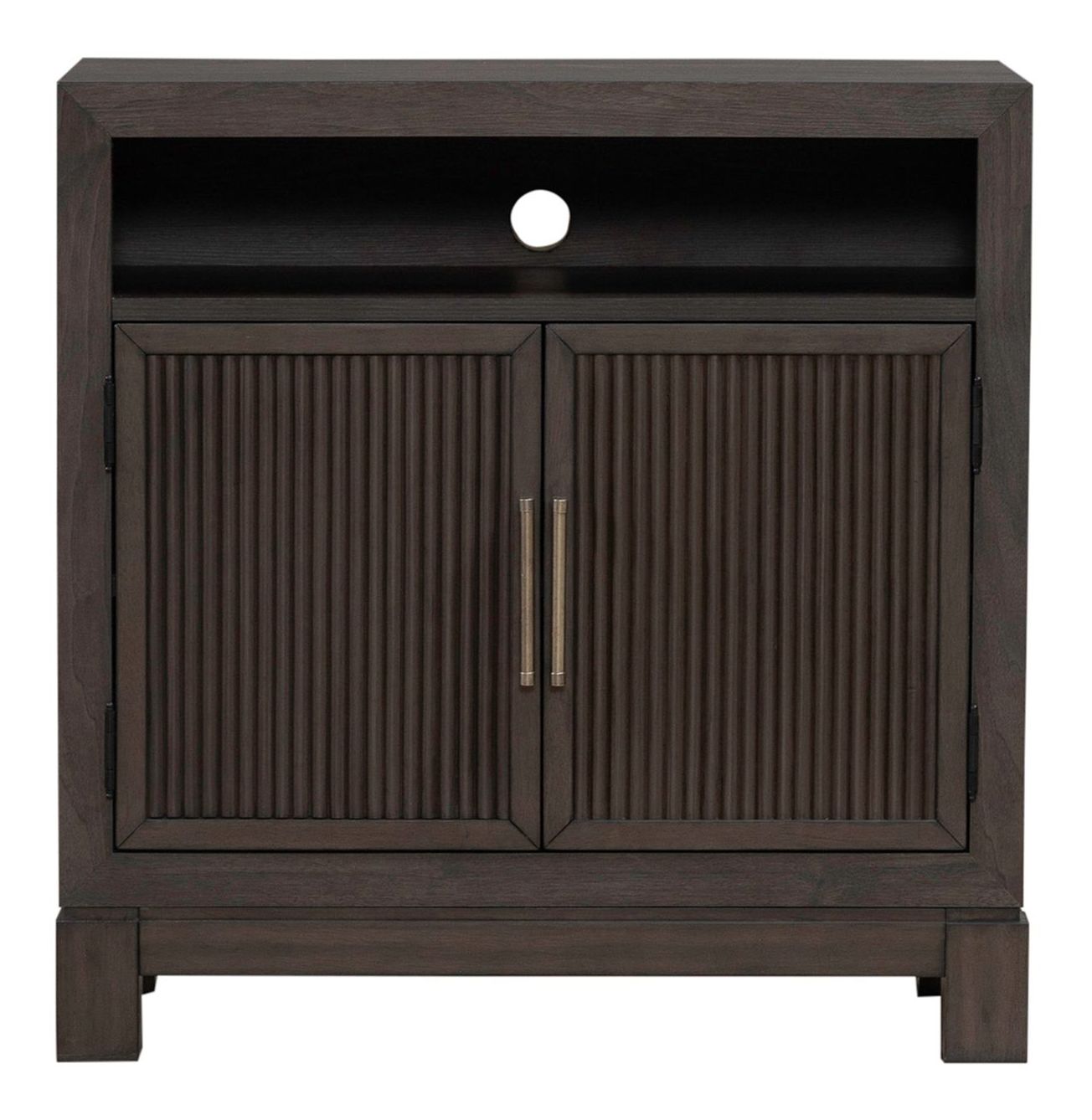 Modern Edge Wood Bedside Chest w/Charging Station & 2 Doors