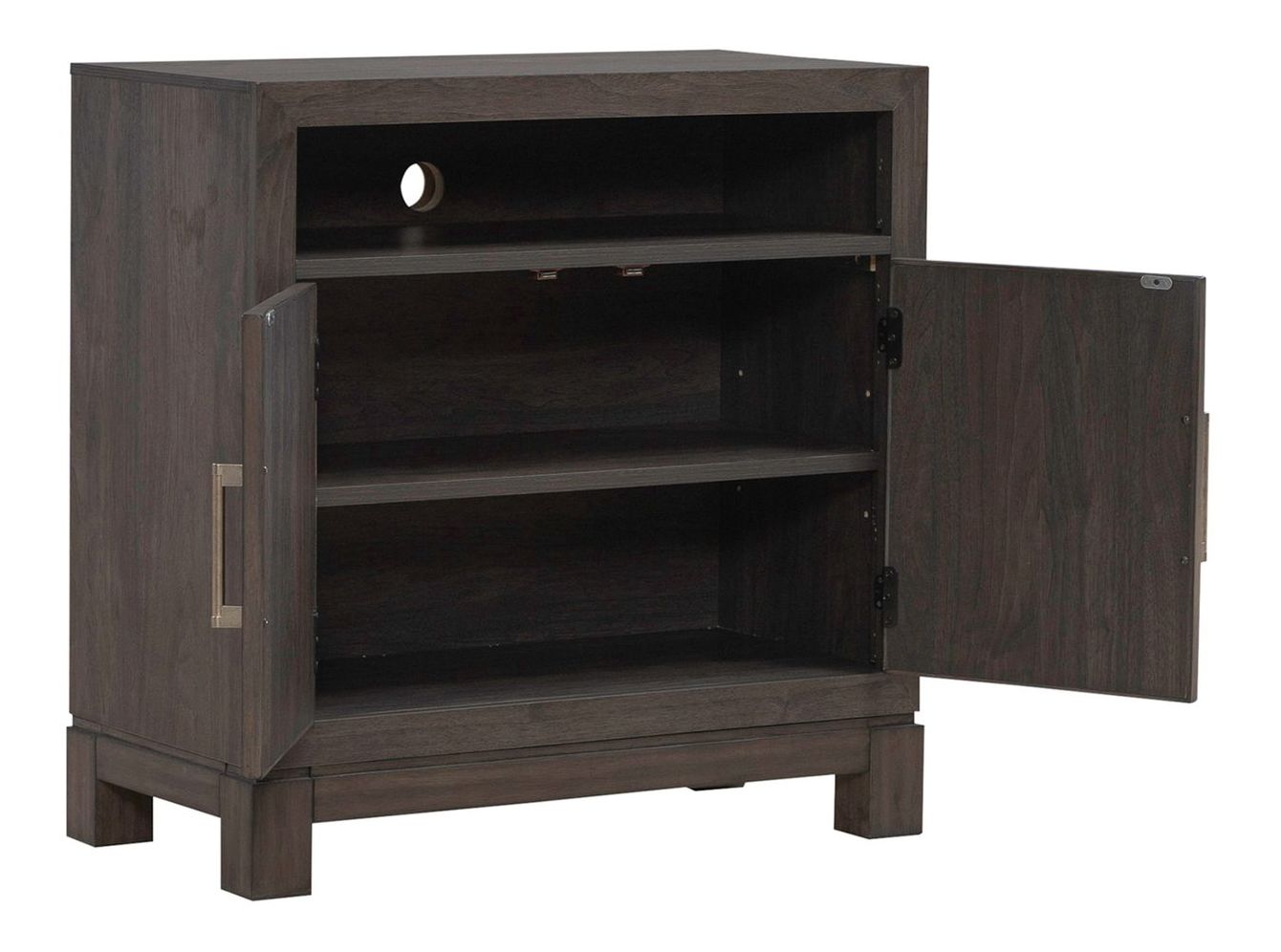 Modern Edge Wood Bedside Chest w/Charging Station & 2 Doors