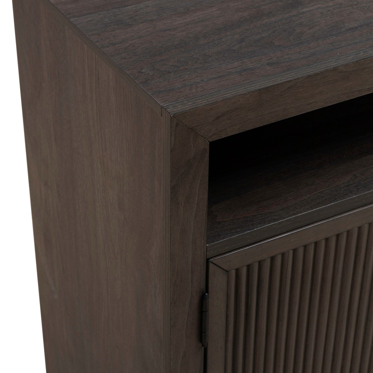 Modern Edge Wood Bedside Chest w/Charging Station & 2 Doors