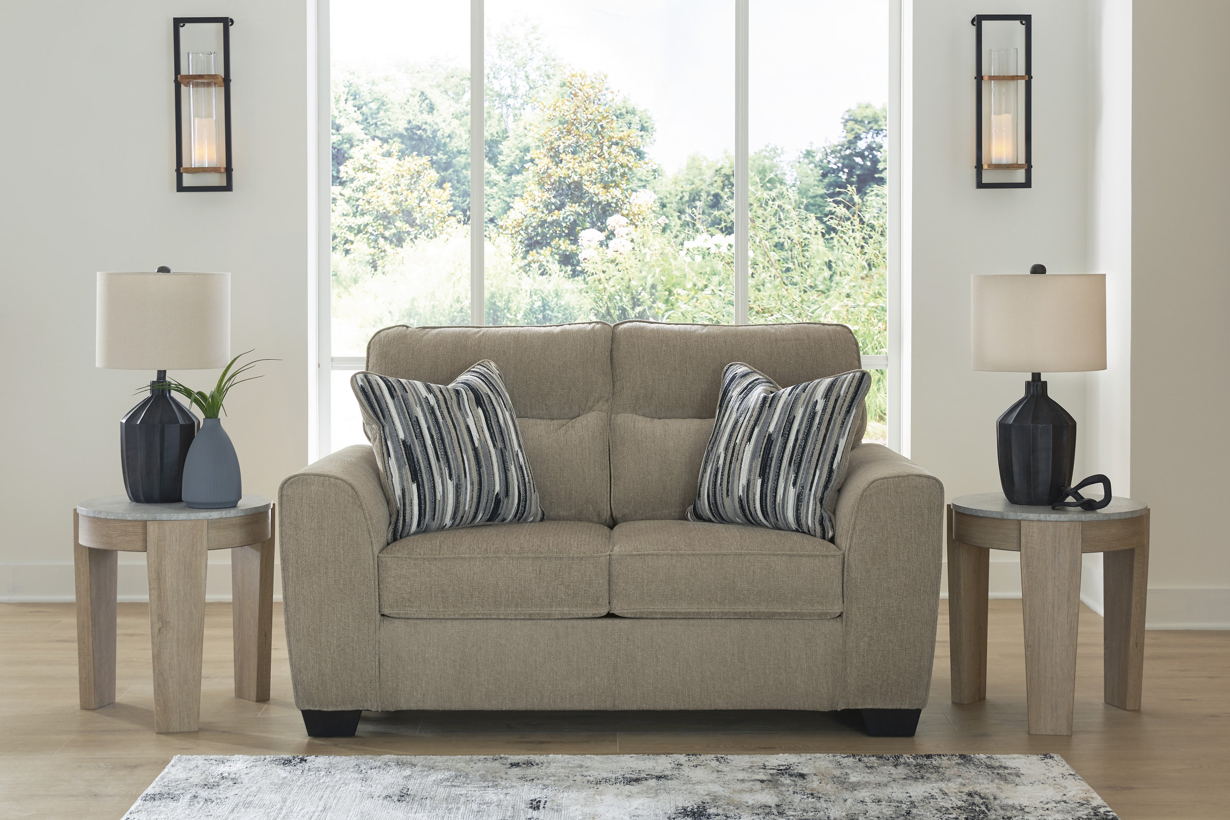 Olten Transitional Loveseat | Mocha Upholstery
