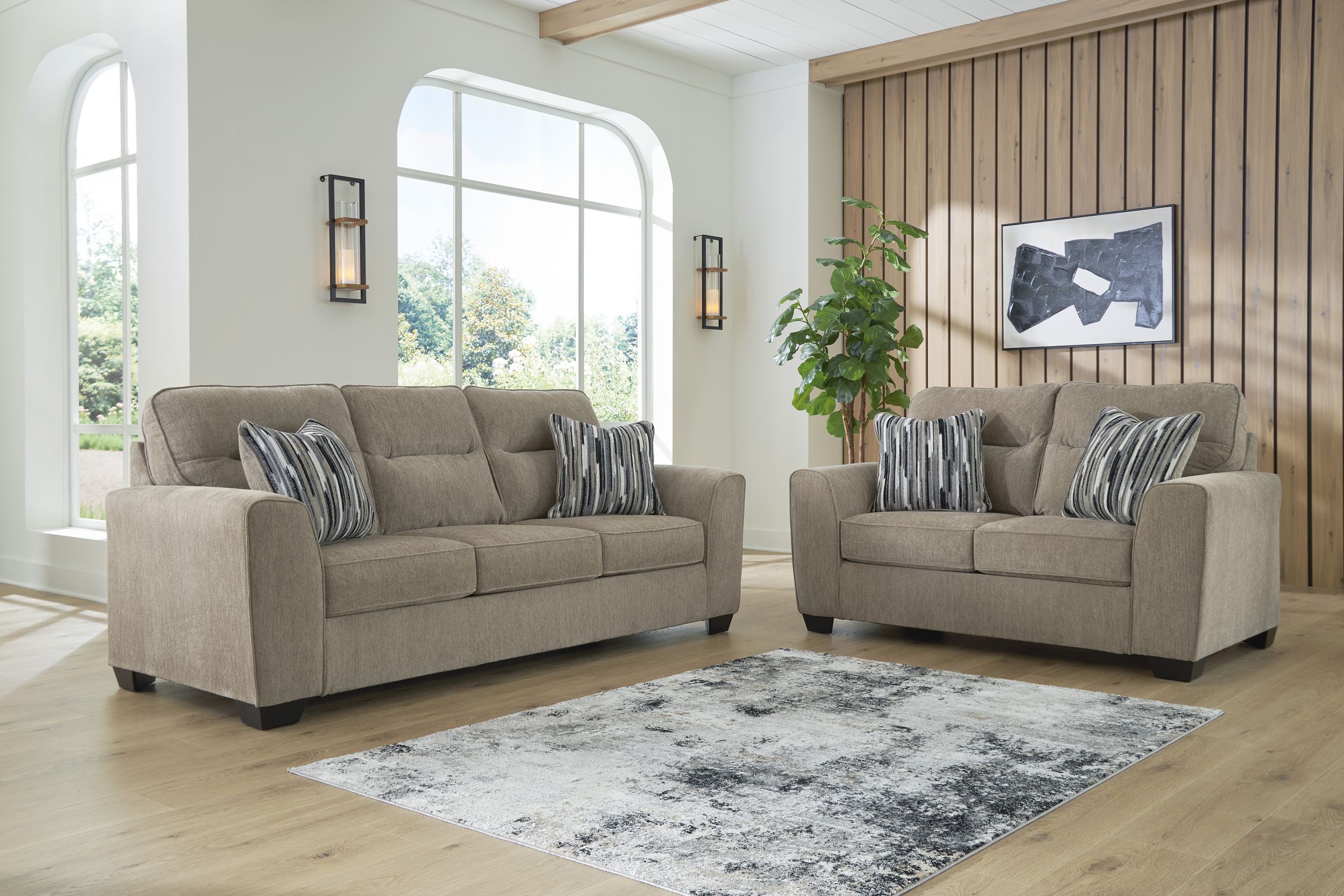 Olten Modern Sofa | Mocha Fabric with Accent Pillows
