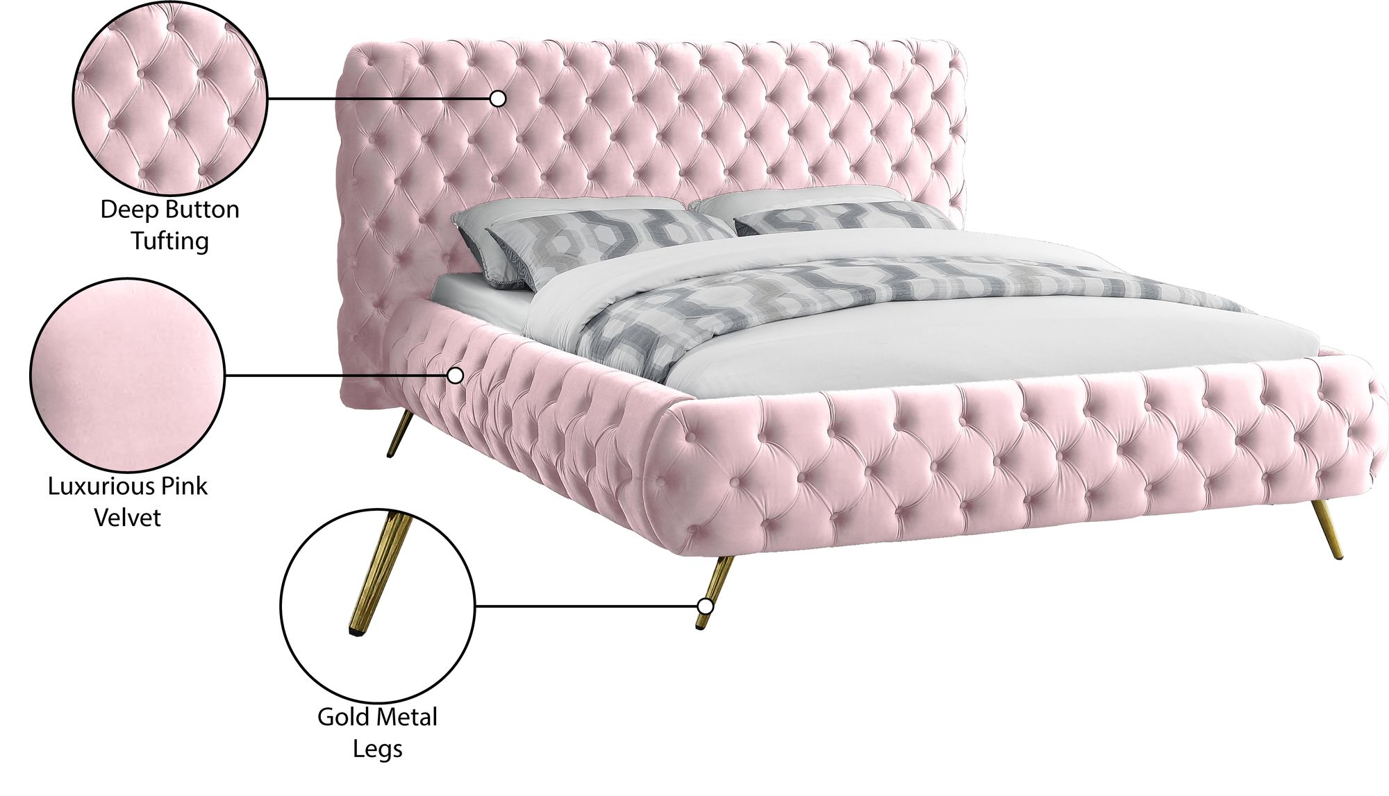 Delano Velvet Queen Size Bed