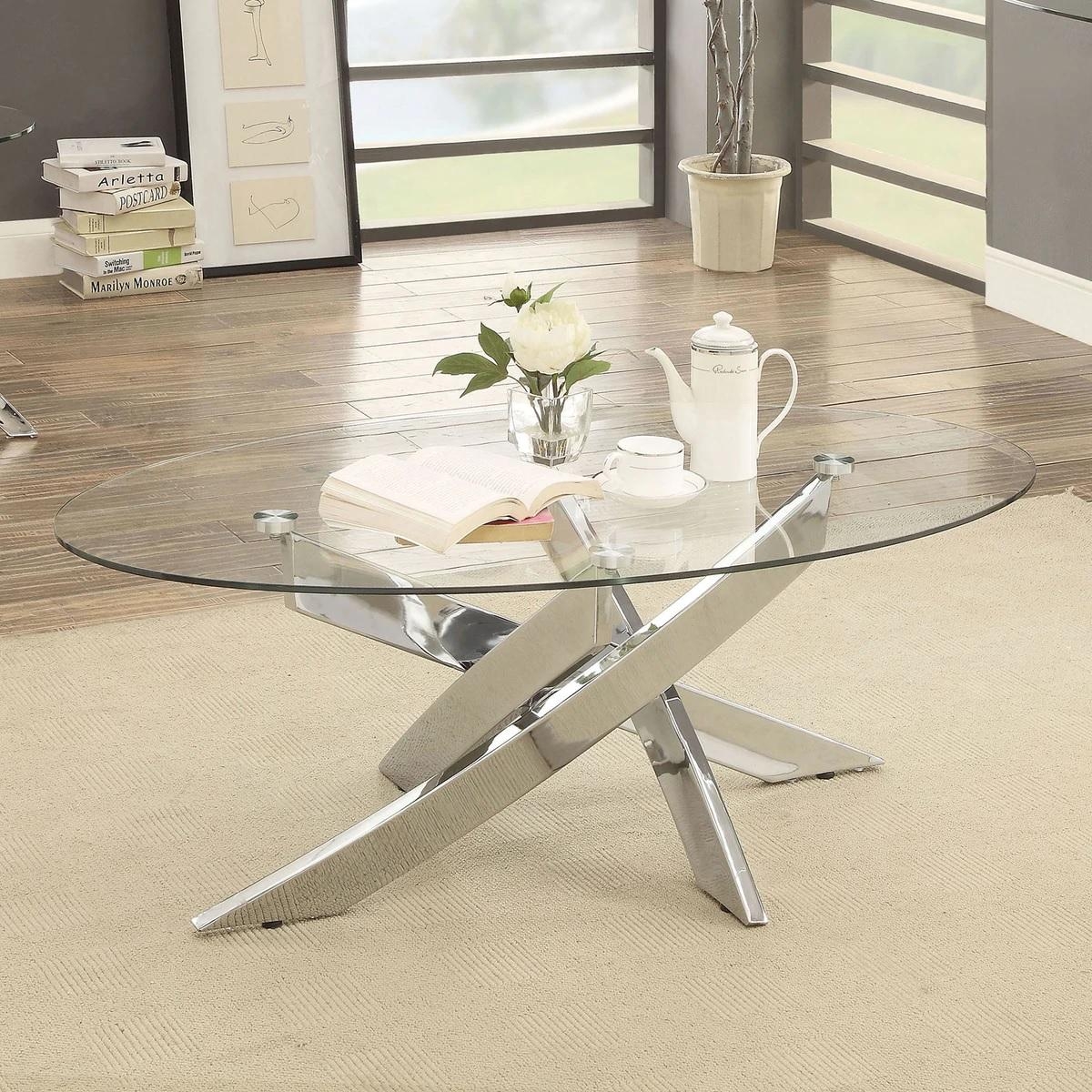 Laila Glass/Metal Coffee Table Set