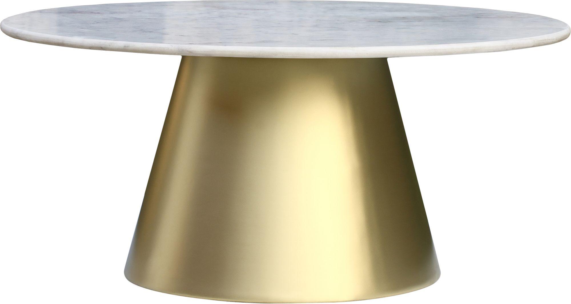 Sorrento 36" Round Marble Coffee Table with Brushed Gold Metal Base
