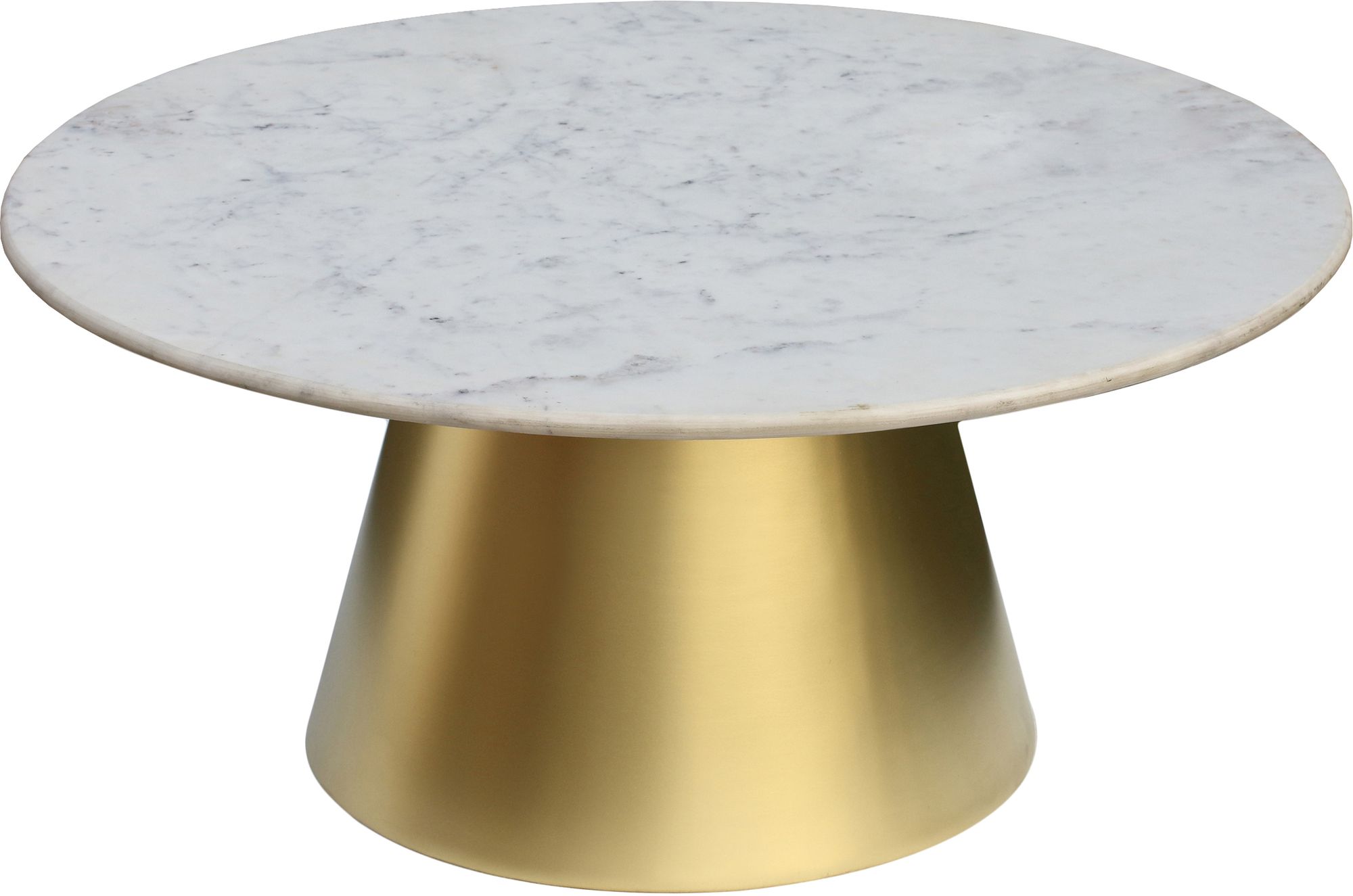 Sorrento 36" Round Marble Coffee Table with Brushed Gold Metal Base